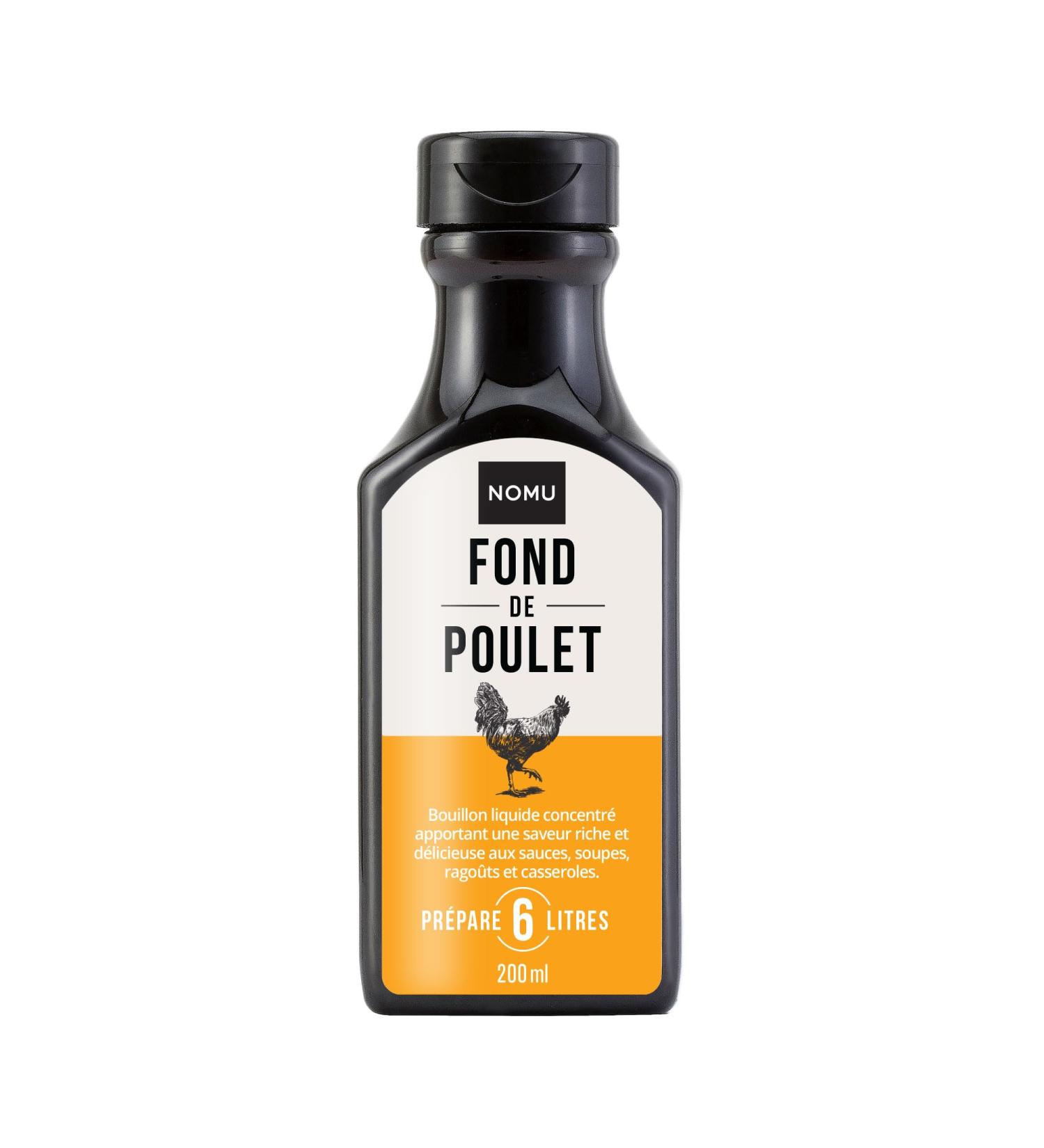 NOMU Fond de Poulet Concentr Liquide - 200ml Pr pare 6 Litres Saveur Riche pour Plats Sal s Soupes Rago ts & Sauces - Sans Gluten Poulet 200ml - Buy Online on GoSupps.com