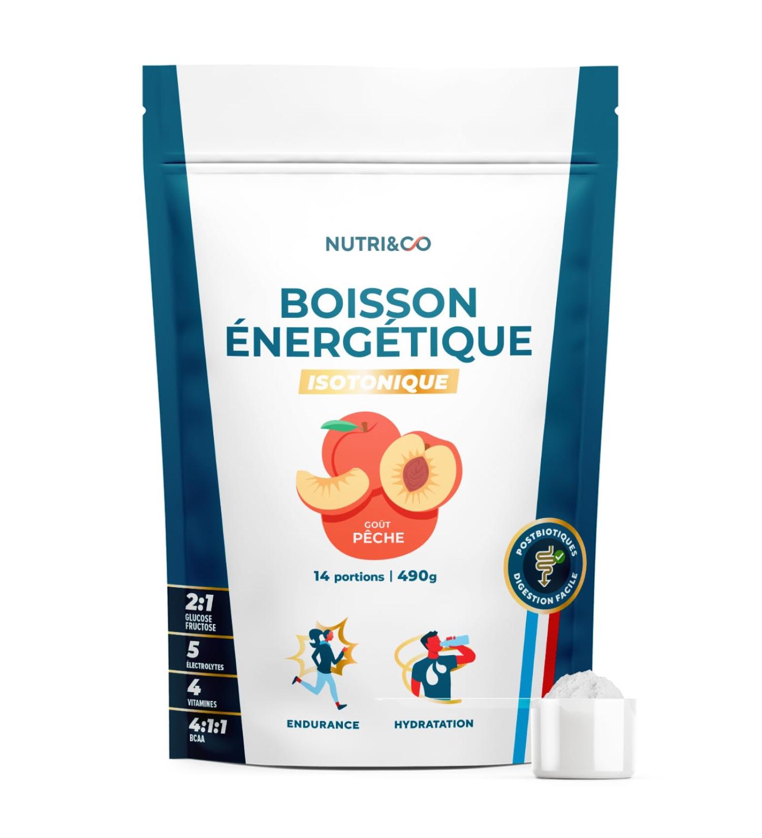 NUTRI & CO Boisson nerg tique Isotonique en Poudre Ratio 2:1 Glucose/Fructose avec BCAA lectrolytes Postbiotiques & Gingembre - Running V lo Hyrox 490g go t p che - Fabriqu en France - Buy Online on GoSupps.com