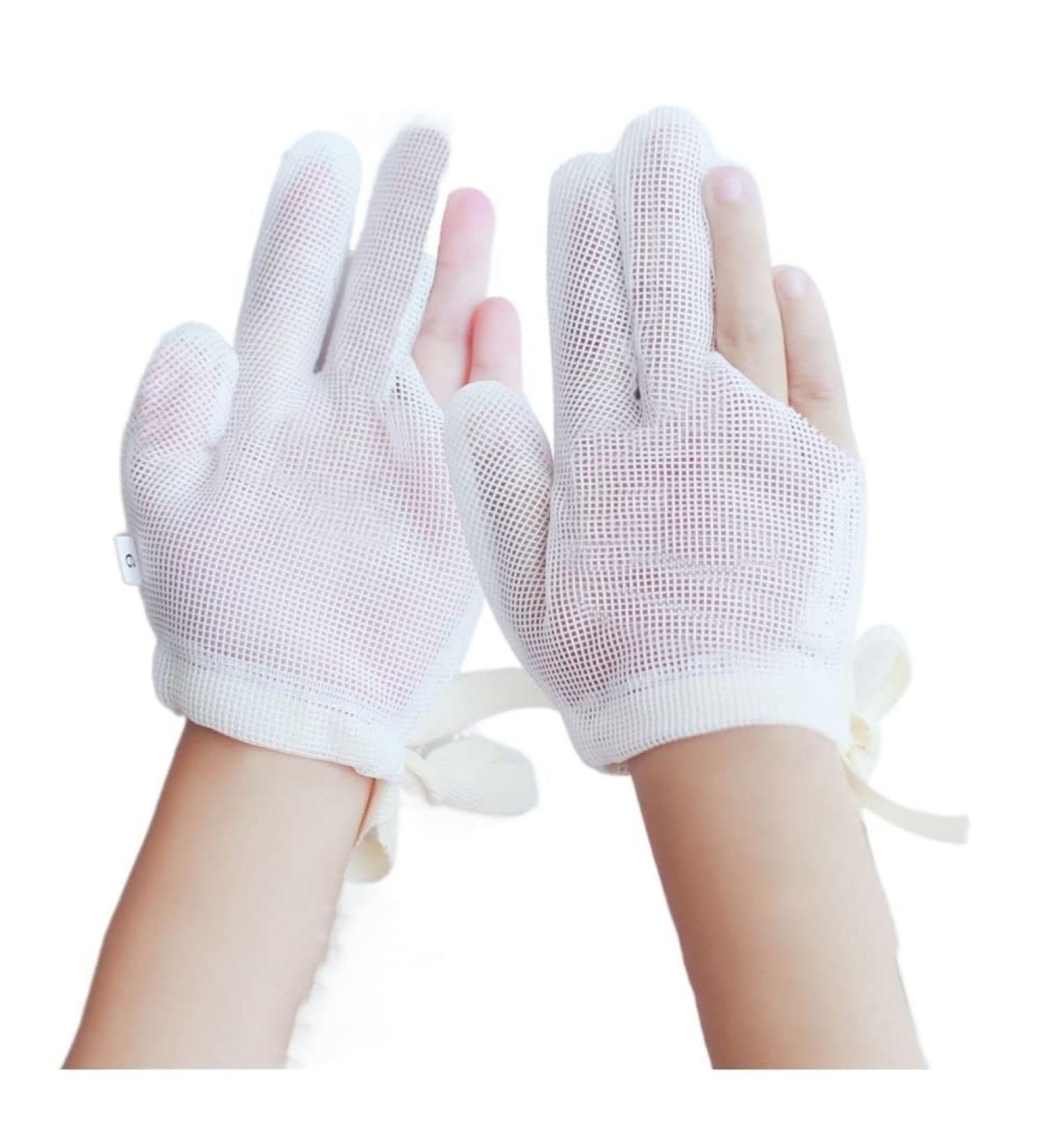 Stop Thumb Sucking Kit for Infants - Breathable Finger Guard Gloves (Large, White2) - Buy Online on GoSupps.com