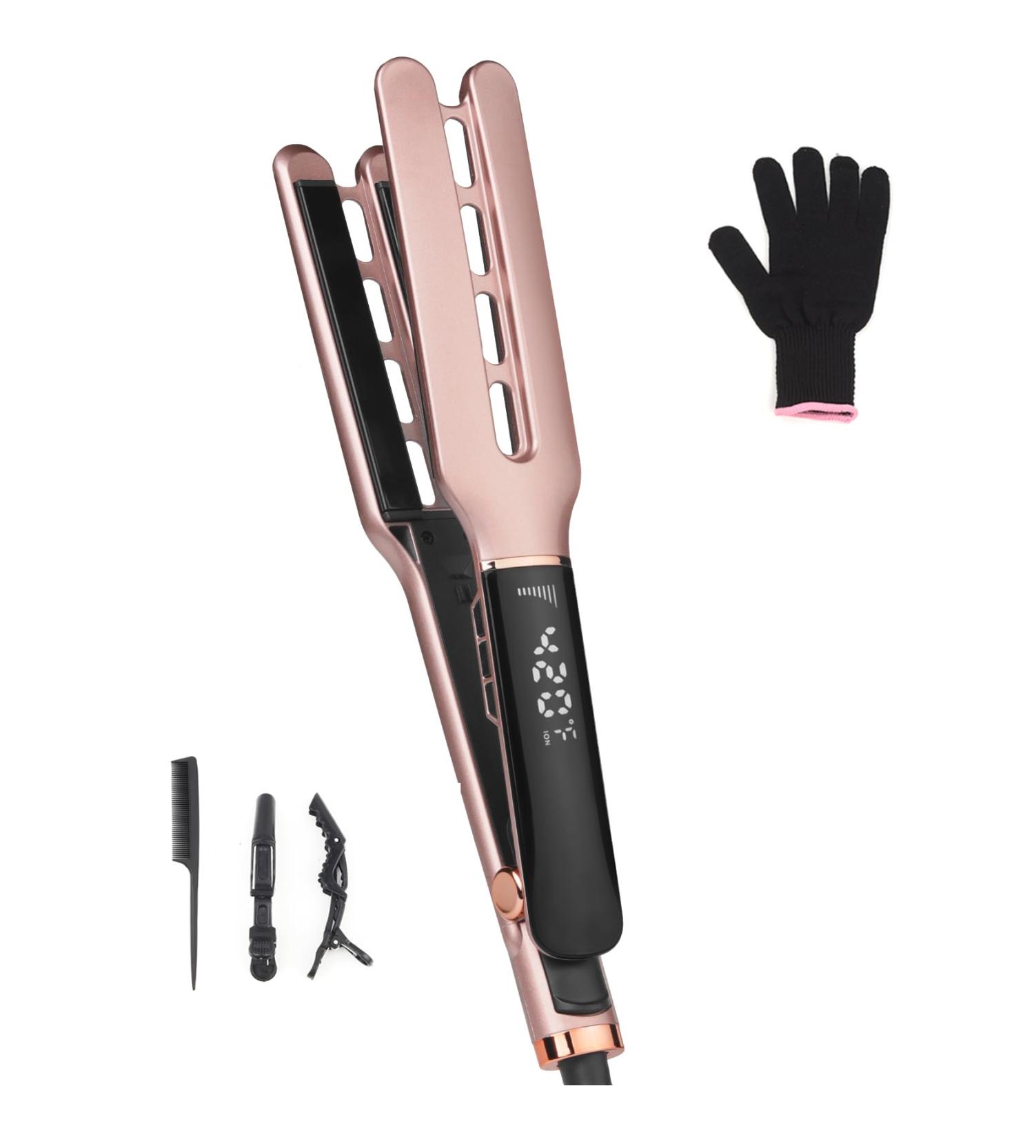 Professional Rose Gold Ceramic Hair Straightener - 4x9mm Plates Digital Temperature Control for Long Thick Hair - International Shipping Available - Buy Online on GoSupps.com