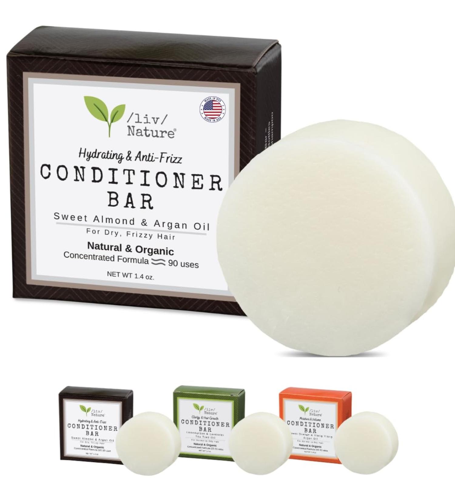 Conditioner Bar - Hydrating Anti-Frizz for Dry Hair | Cedarwood Argan & Sweet Almond Oil | Travel Essential | USA 1-pk - Buy Online on GoSupps.com
