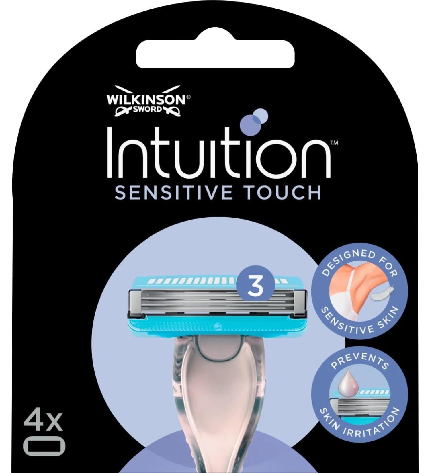 Wilkinson Sword Intuition sensitive touch blister loading heads x4 - refill pack for women - compatible with intuition complete razor