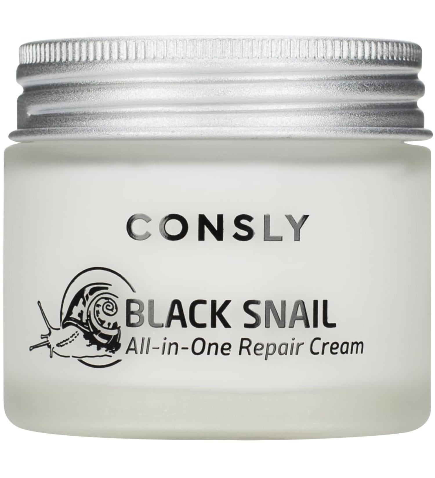 CONSLY Black Snail All-In-One Repair Cream | Regenerating Moisturizer | Reduces Wrinkles | Improves Texture | Deeply Hydrating | For All Skin Types | 70ml - Buy Online on GoSupps.com
