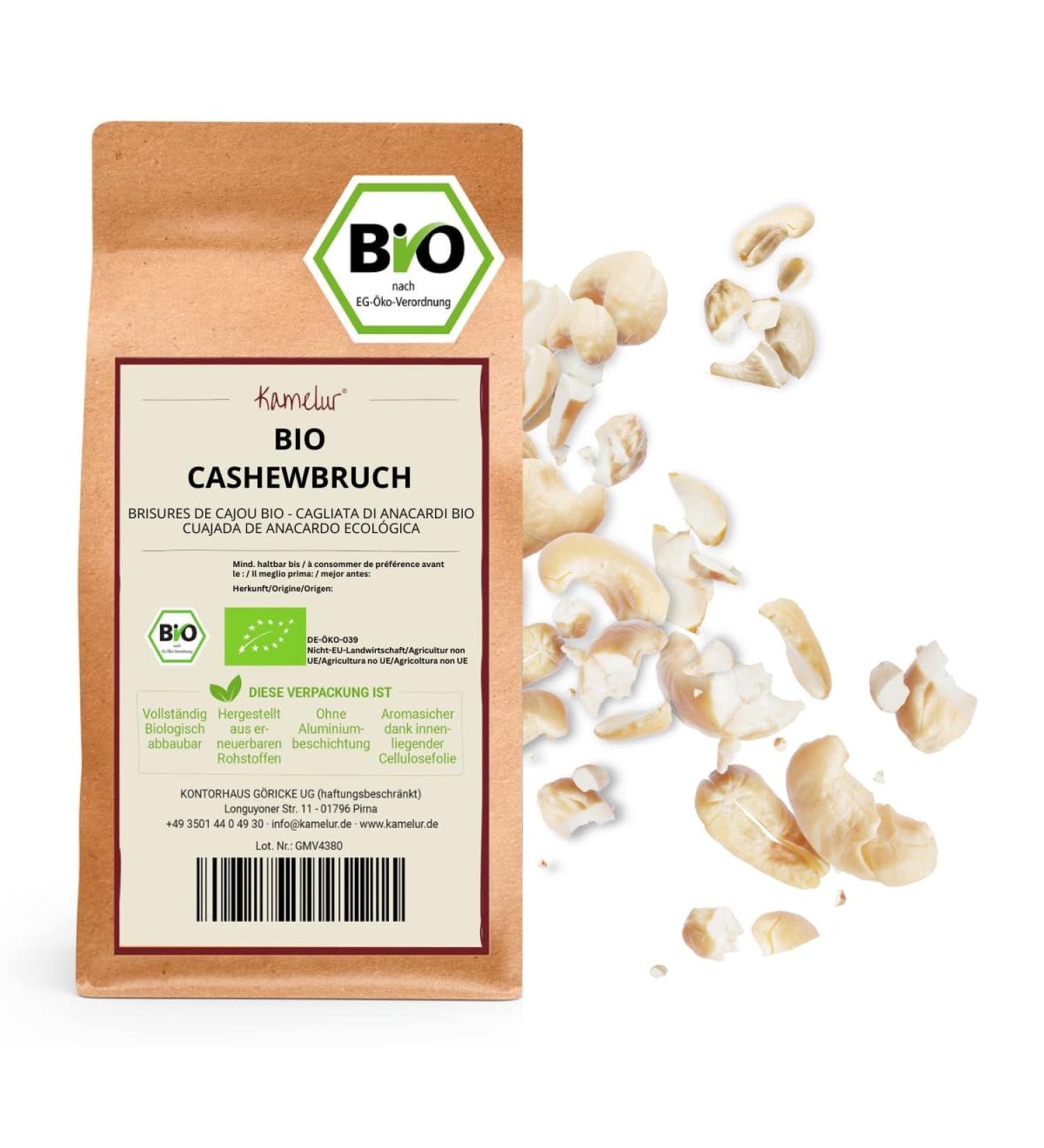 Buy Kamelur 1kg Organic Cashew Crumbs | Untreated Additive-Free Cashew Nuts from Controlled Organic Cultivation - International Shipping Available - Buy Online on GoSupps.com