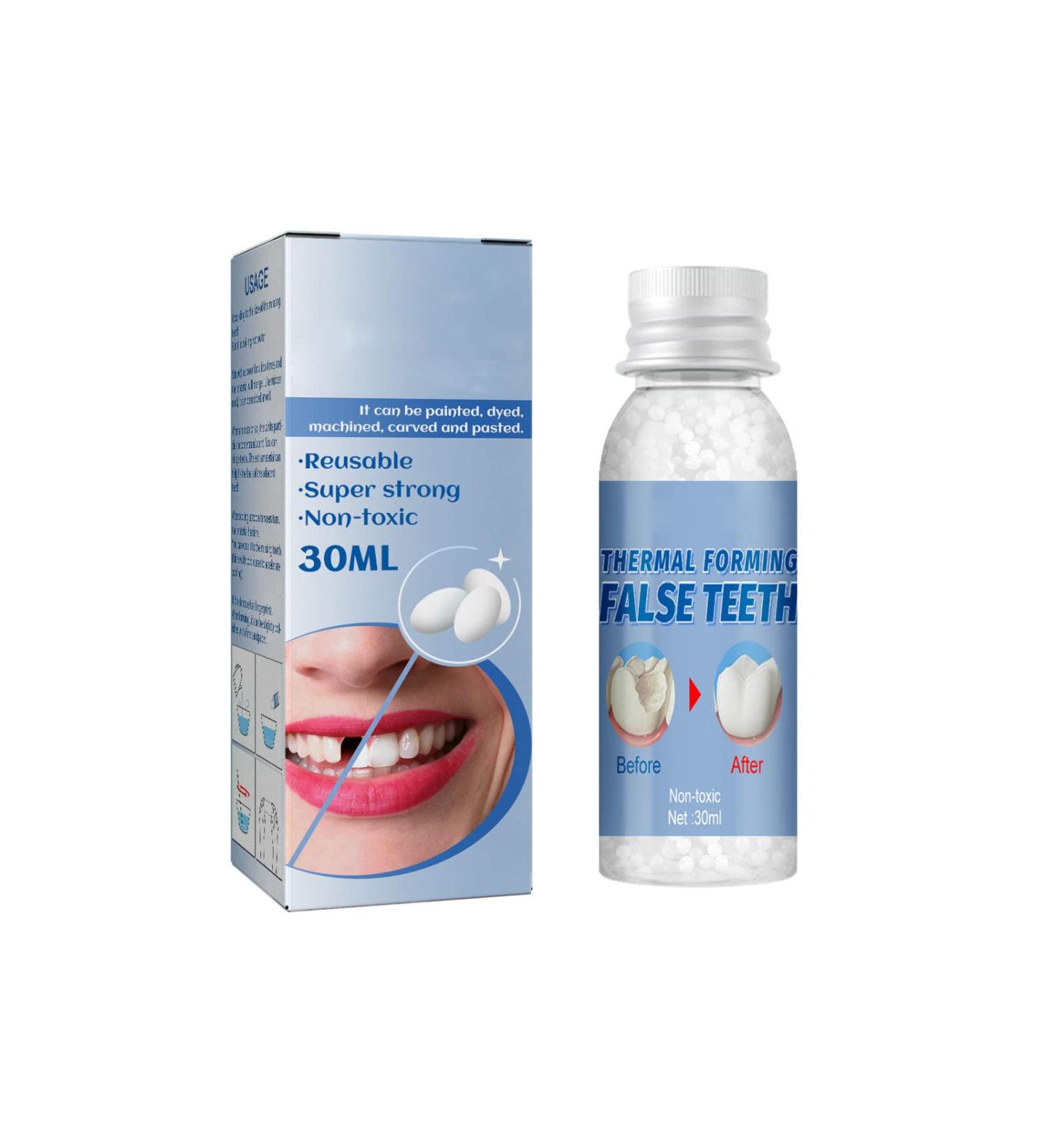 Buy WTTFC Temporary Dental Glue Set | Instant Dental Repair Kit for Prosthesis & Veneers - 60ml Heat Conductive Adhesive Beads - Buy Online on GoSupps.com
