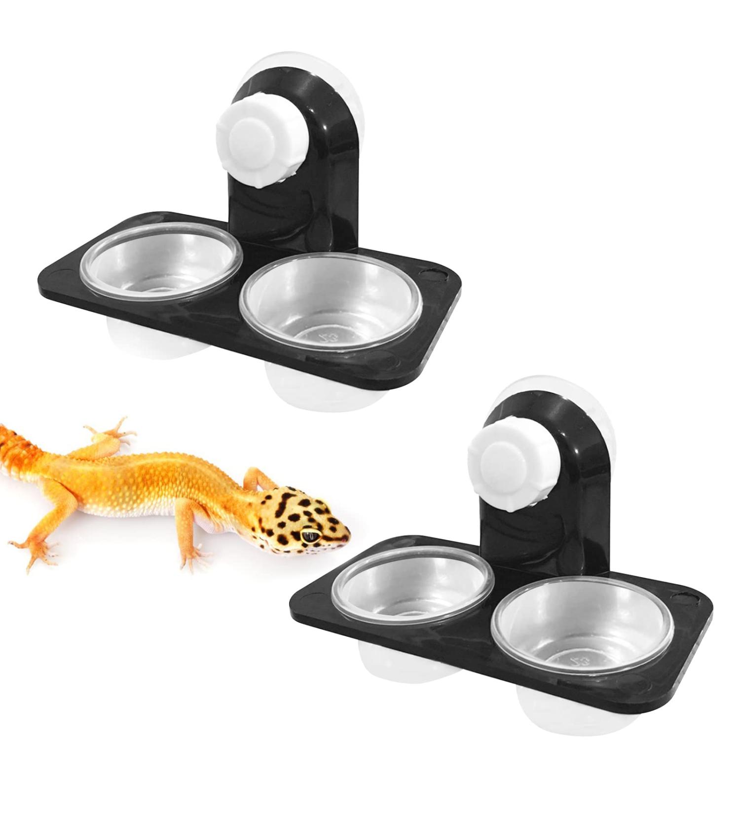 Jetisva 2pcs Reptile Water and Food Bowl Crested Gecko Feeding Ledge Plastic Suction Cup Reptile Water Dish Reptile Feeder for Lizard Chameleon Turtle Tortoise Snake Scorpion Centipede Fits Tank - Buy Online on GoSupps.com