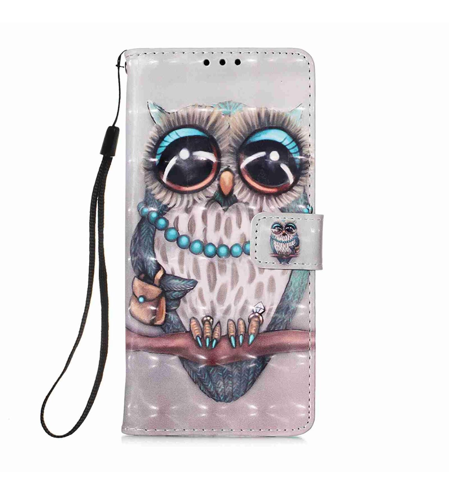 Buy Compatible Samsung Galaxy S23 PU Leather Wallet Case - Glossy 3D Pattern Card Holder Owl Design - International Shipping Available - Buy Online on GoSupps.com