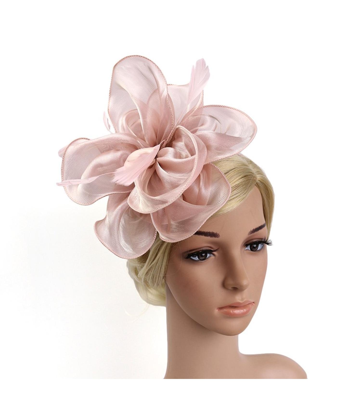 FRCOLOR Fascinator Feather Headband / Clip Party Wedding Royal Ascot Races Hair Accessories Headdress (Nude Pink) - Buy Online on GoSupps.com