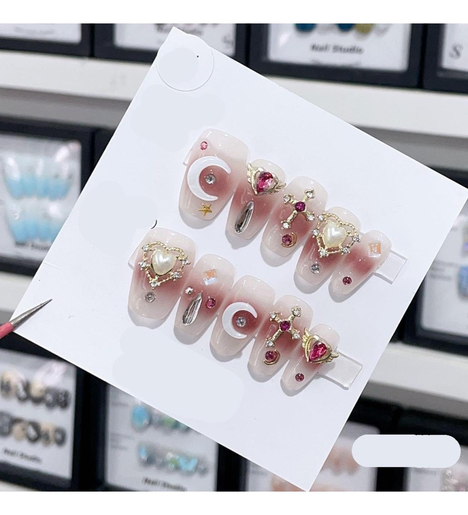 Removable and wearable nail art French Almond Ombre Handmade Press On Nails Long Acrylic False Nail Tips InNail (Color : 29102 Size : XS) - Buy Online on GoSupps.com