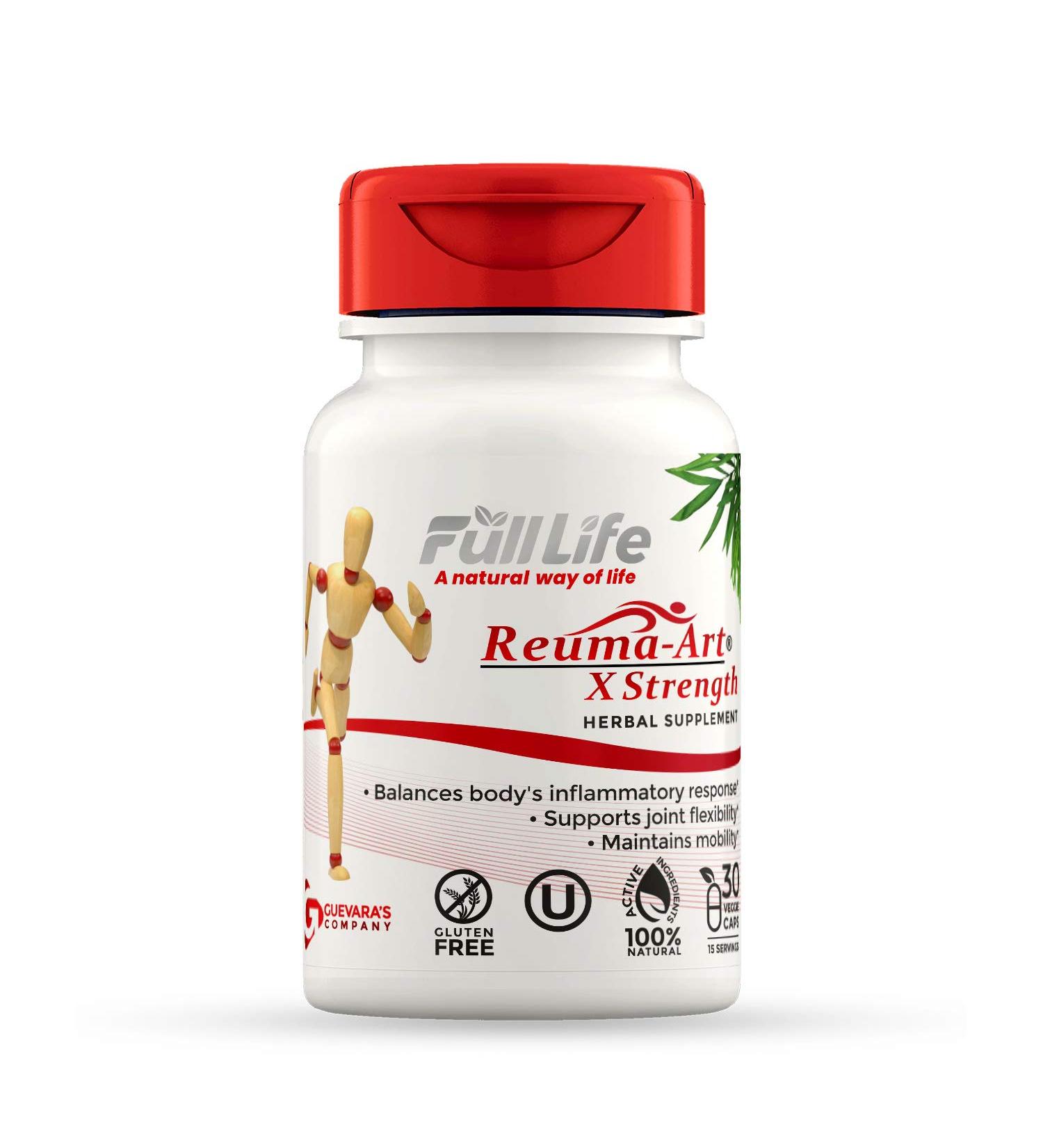 Reuma Art X Strength Herbal Supplements 400mg - Joint Pain Relief, 30 Veggie Capsules - Buy Online on GoSupps.com