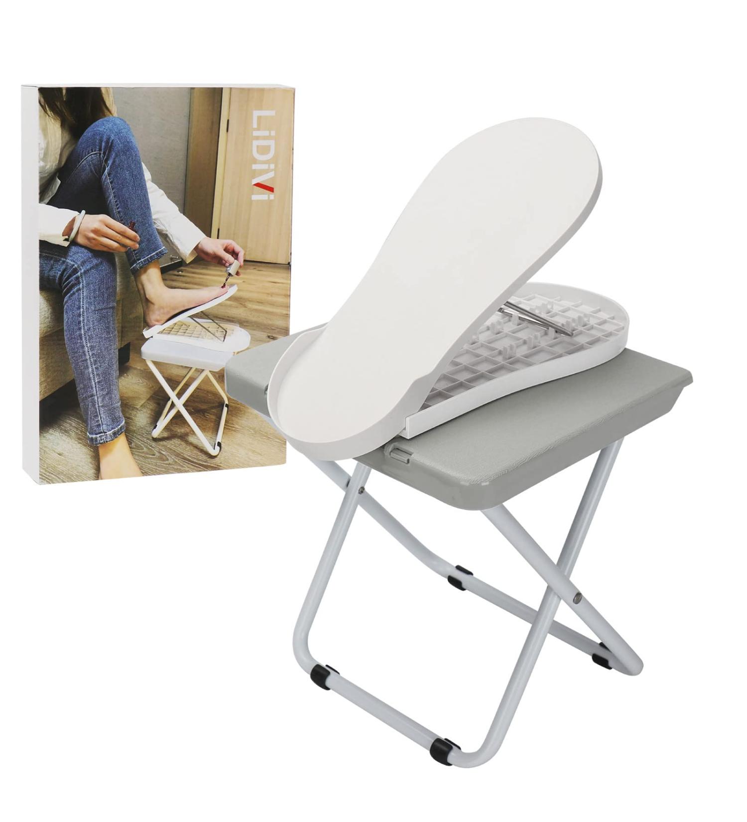 LiDiVi Pedicure Foot Rest - Adjustable Foot Stand for Easy At-Home Pedicures - Non-Slip Sturdy Legs - White (Upgraded) - Buy Online on GoSupps.com
