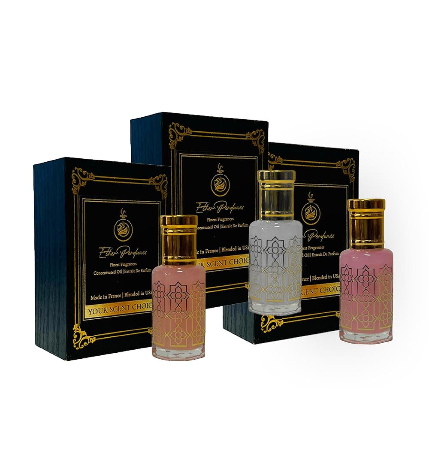 Musk Tahara Combo 3Pc Set 3 x 12mL - Alcohol Free Arabian Body Oil Perfume with Glass Dapper (WHITE MUSK+PINK MUSK+ BLUEBERRY MUSK) - Buy Online on GoSupps.com