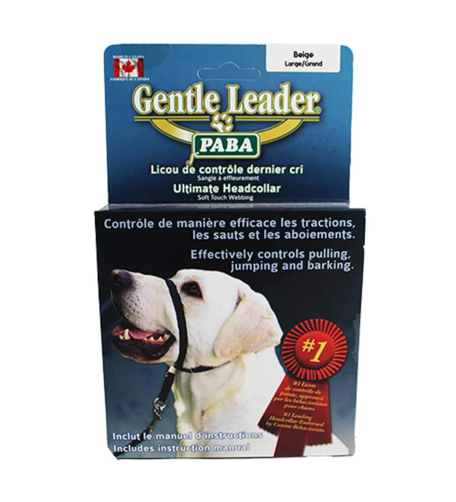 PABA Gentle Leader Ultimate Head Collar with Soft Touch Webbing Beige 28-59kg (Large) - Buy Online on GoSupps.com