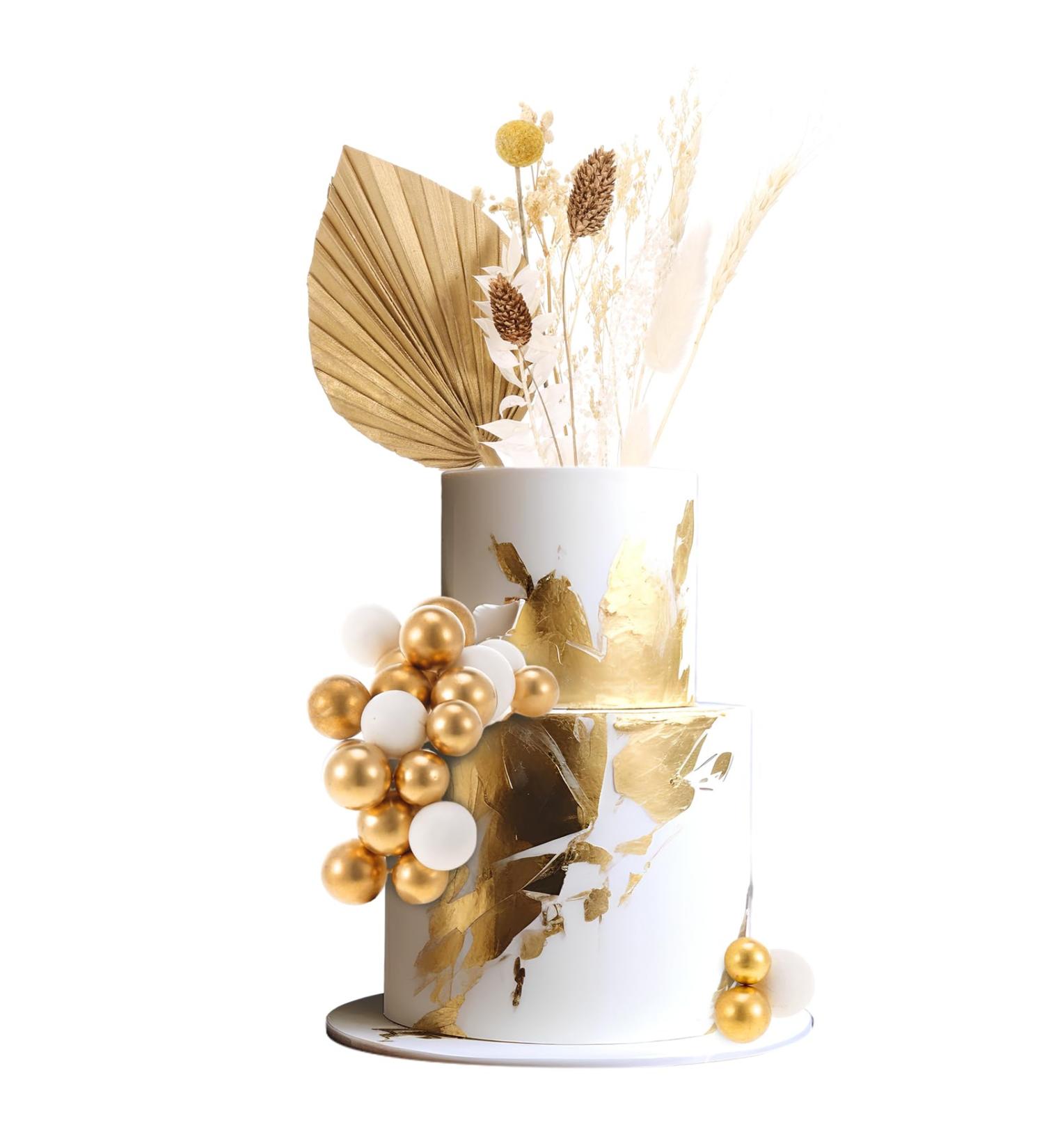 Xialvyu Dried Flowers Cake Decorations Balloon Cake Topper Gold Cake Decorations Birthday Cake Toppers for Birthday Party Wedding Valentine's Day(Gold) - Buy Online on GoSupps.com