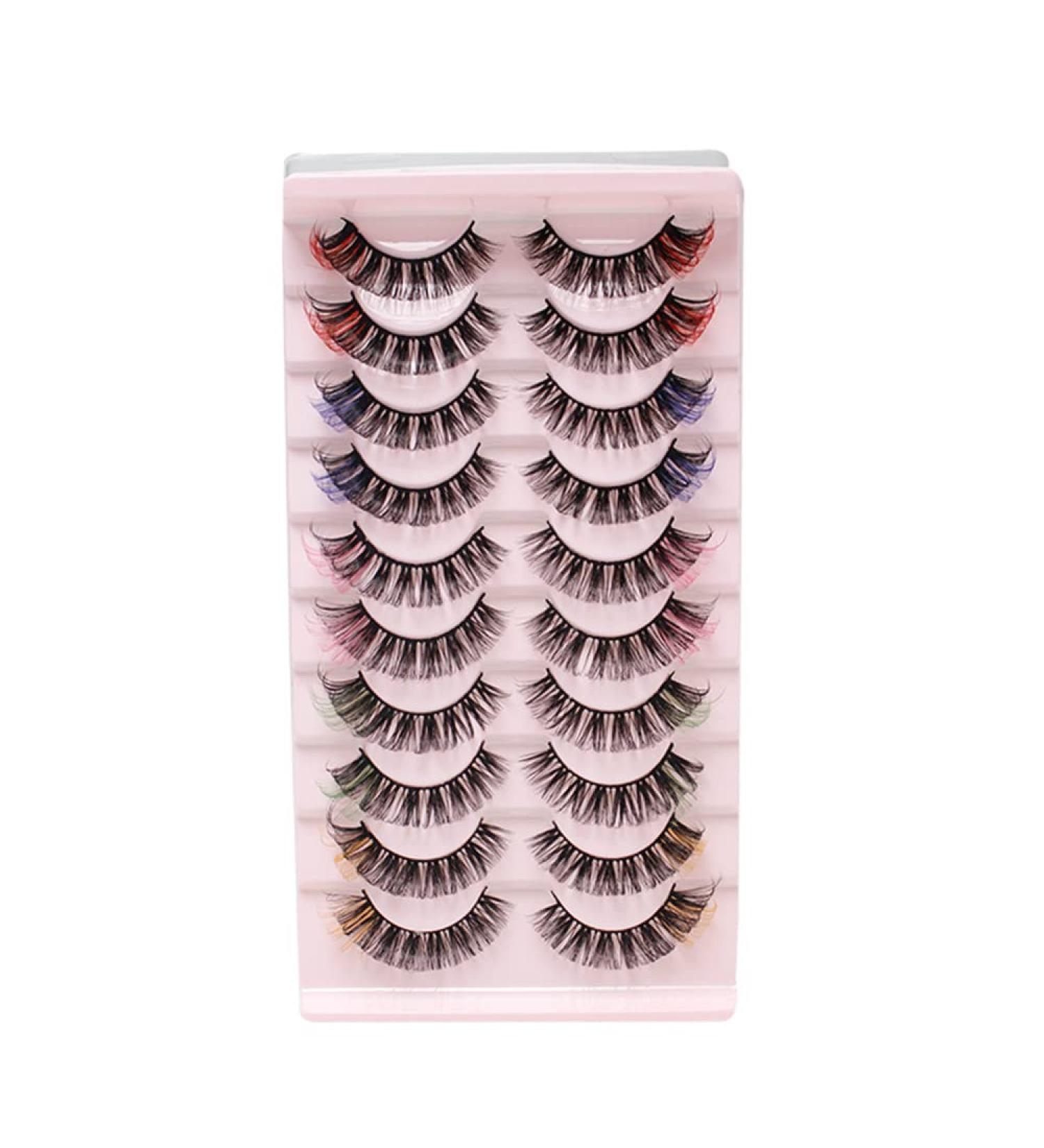 Colored Russian Strip Lashes D Curl | Wispy Faux Mink Eyelashes | Party & Halloween Makeup - Buy Online on GoSupps.com