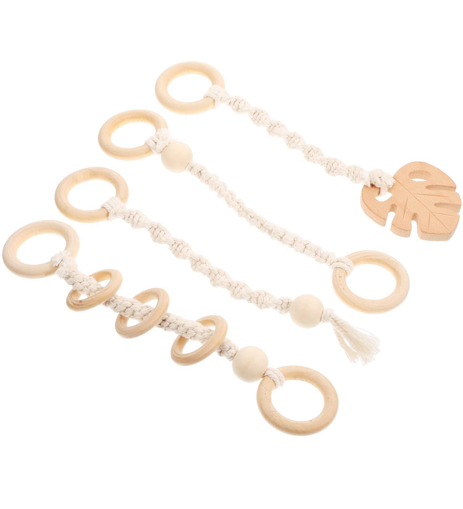 Beavorty 3pcs Wood Baby Play Gym Toy Set - Nordic Style Teething Grasping Nursing Pendant - Wooden Hanging Baby Toys for Infants - Rockers Bouncers - Christmas Gift - Buy Online on GoSupps.com