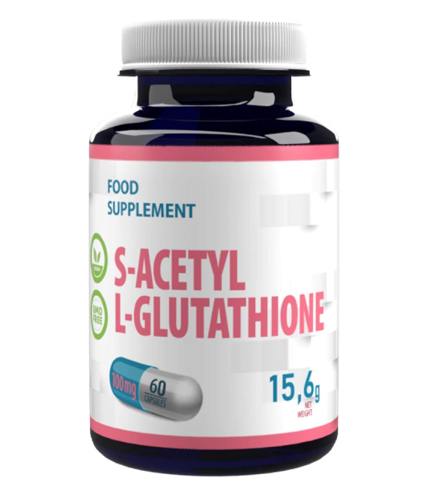 S-Acetyl L-Glutathione 100mg | 60 Vegan Capsules | High Strength Supplement | Gluten & GMO Free | AGROLAB Germany COA - Buy Online on GoSupps.com