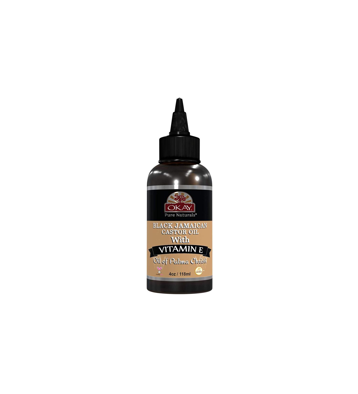 OKAY Black Jamaican Castor Oil with Vitamin E & Panthenol - 4oz / 118ml | Premium Hair & Skin Moisturizer - Buy Online on GoSupps.com