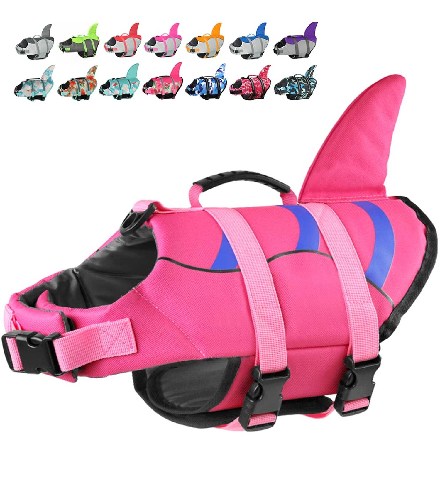 Doglay Shark Mermaid Dog Life Jacket for Small to Large Dogs | Adjustable Pet Life Vest with Rescue Handle | Strong Buoyancy for Swimming - X-Large - Pink - Buy Online on GoSupps.com