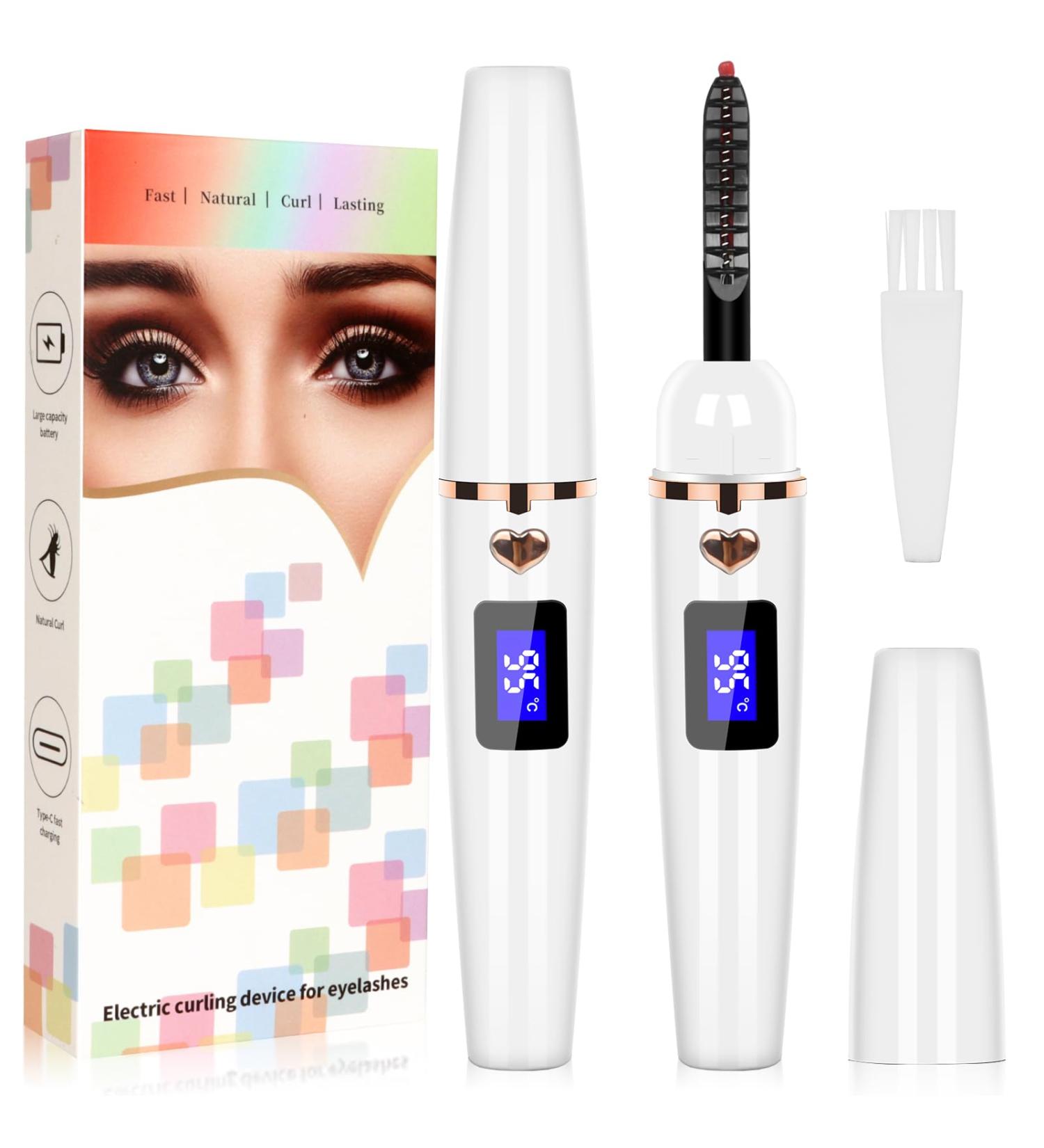 Heated Eyelash Curler - Fast Heat Up in 10s 24H Long-Lasting & 4 Modes - LED Display for Women (White - Buy Online on GoSupps.com