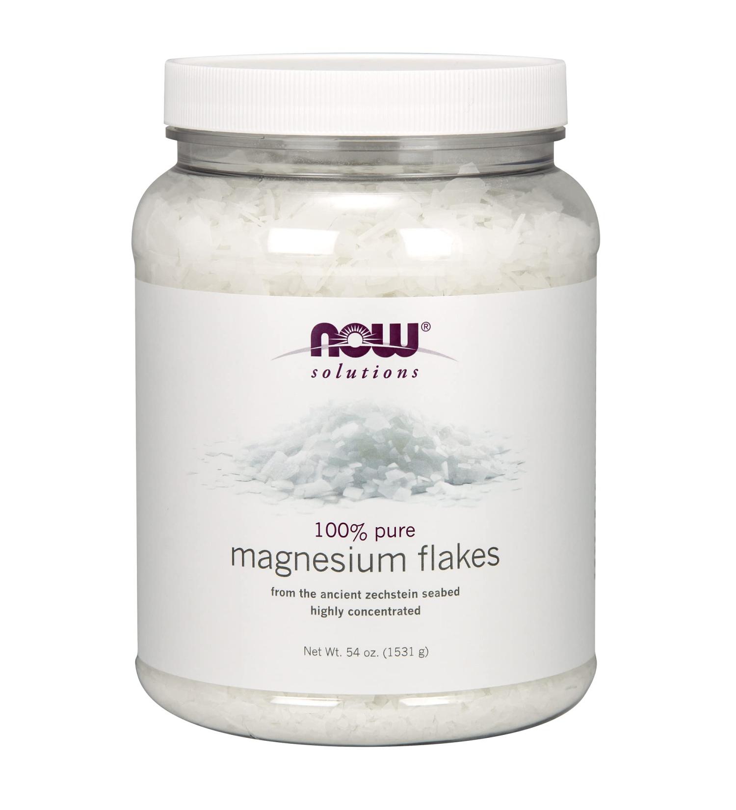 Now Foods Magnesium Flakes 100% Pure - 3.37 lbs for Relaxation & Wellness - Buy Online on GoSupps.com