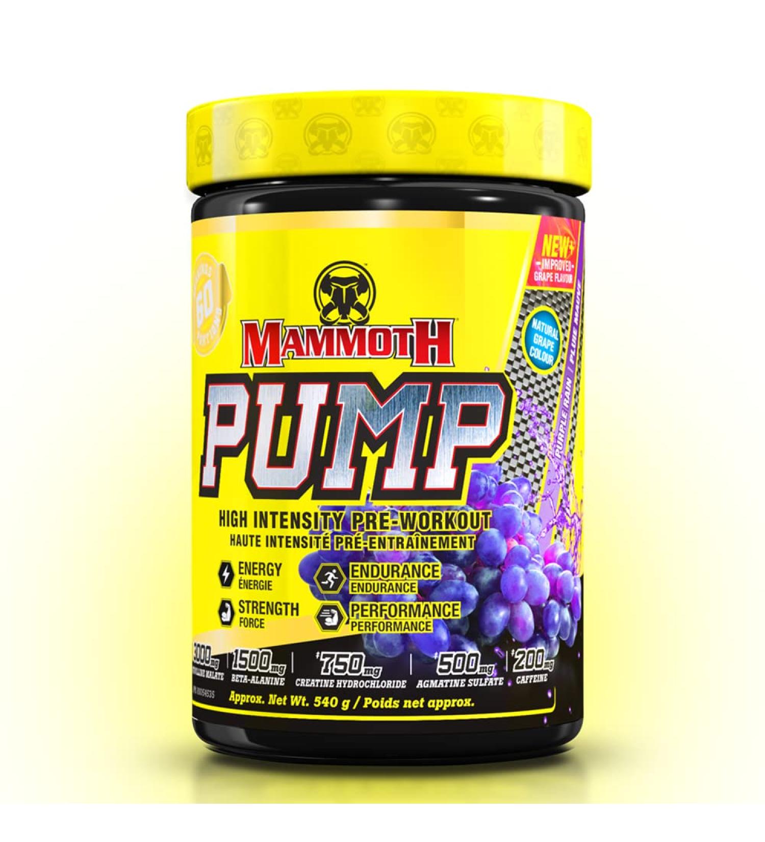 MAMMOTH PUMP Pre Workout Powder Superior Muscle Pumps Increase Strength & Endurance Explosive Power & Energy Supplement Heightened Focus Quick Recovery Reduced Soreness (60 Serves Purple Rain Grape) Purple Rain Grape 60 Serves - Buy Online on GoSupps.com