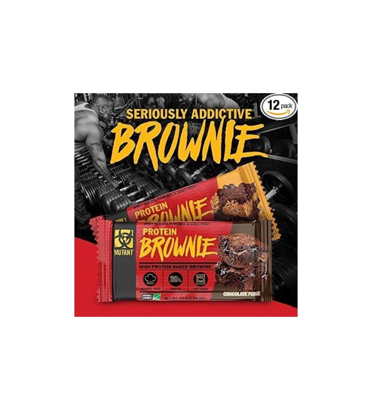 MUTANT PROTEIN BROWNIE | Chocolate Fudge Flavor | 20g Protein | 12-Pack - 58g Each - Buy Online on GoSupps.com