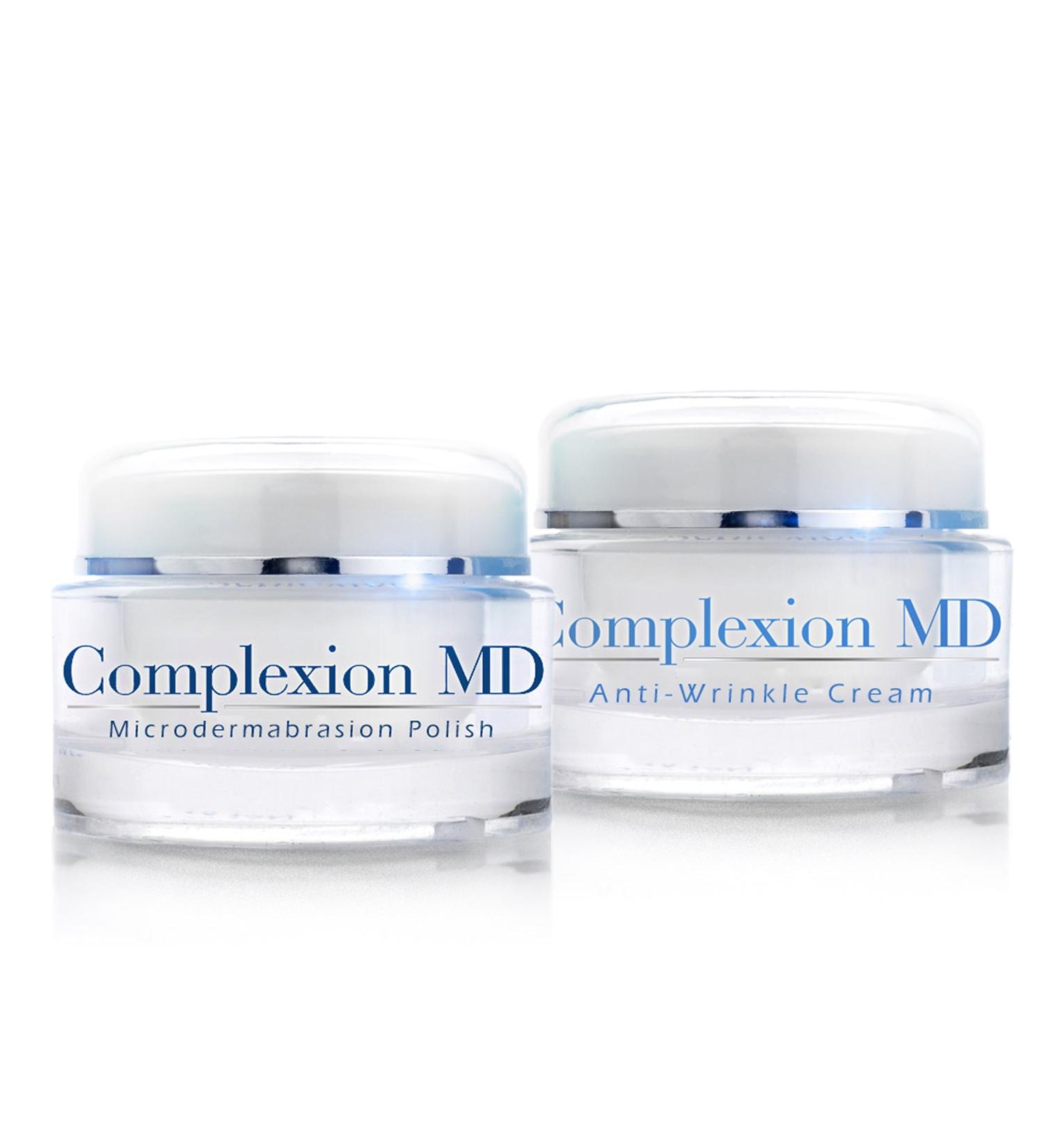 Complexion MD Anti Aging 2 Step Skin Care System (Bundle) - Microdermabrasion Scrub (1.69 oz) + Anti Wrinkle Cream (1 oz) - Reduce Fine Lines & Wrinkles - with Peptides & Hyaluronic Acid - Buy Online on GoSupps.com