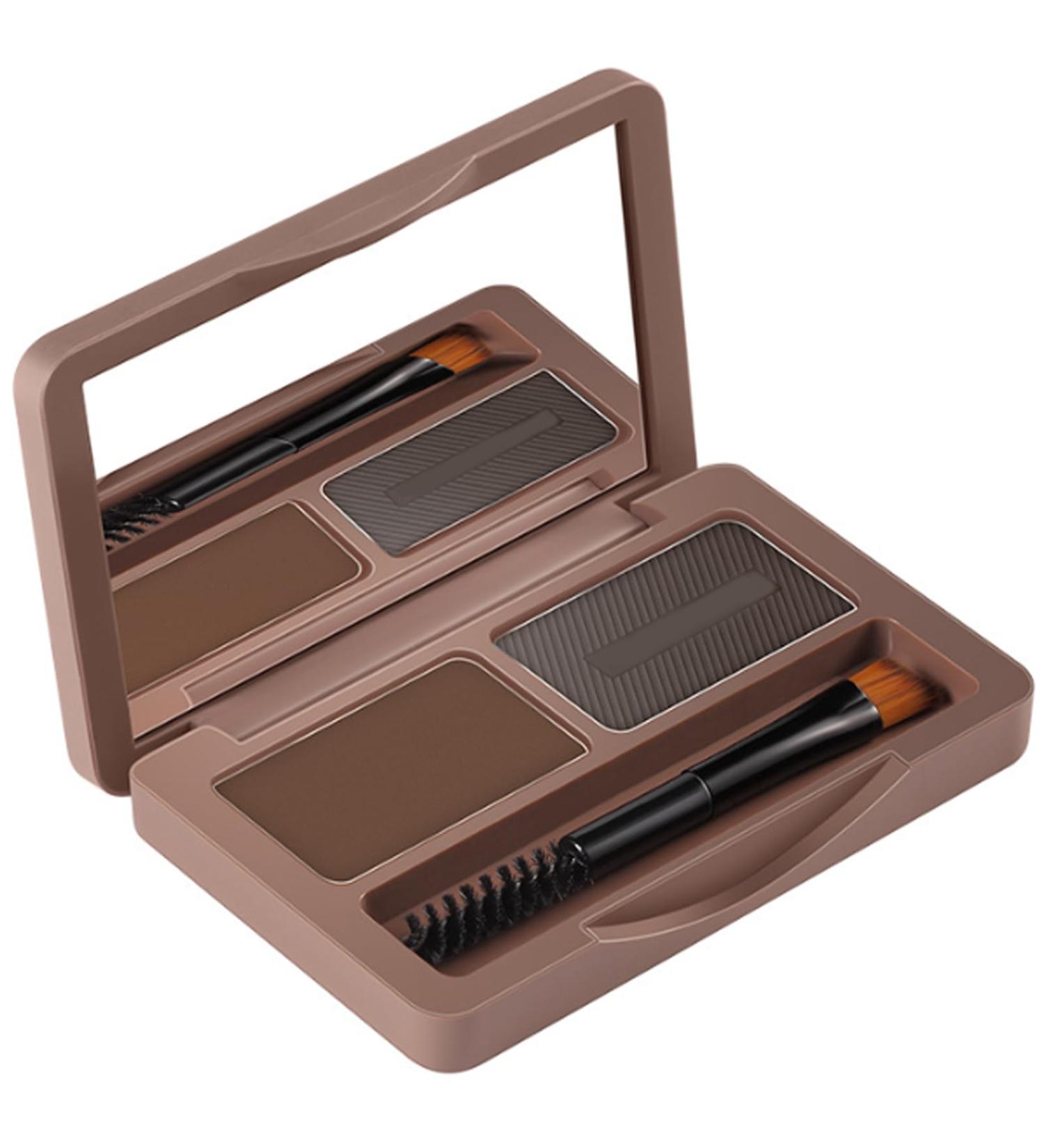 2 Color Eyebrow Powder Waterproof Natural Brow Powder Eyebrow Powder Duo Sculpting Kit for Girls Women Dark Brown and Gray - Buy Online on GoSupps.com
