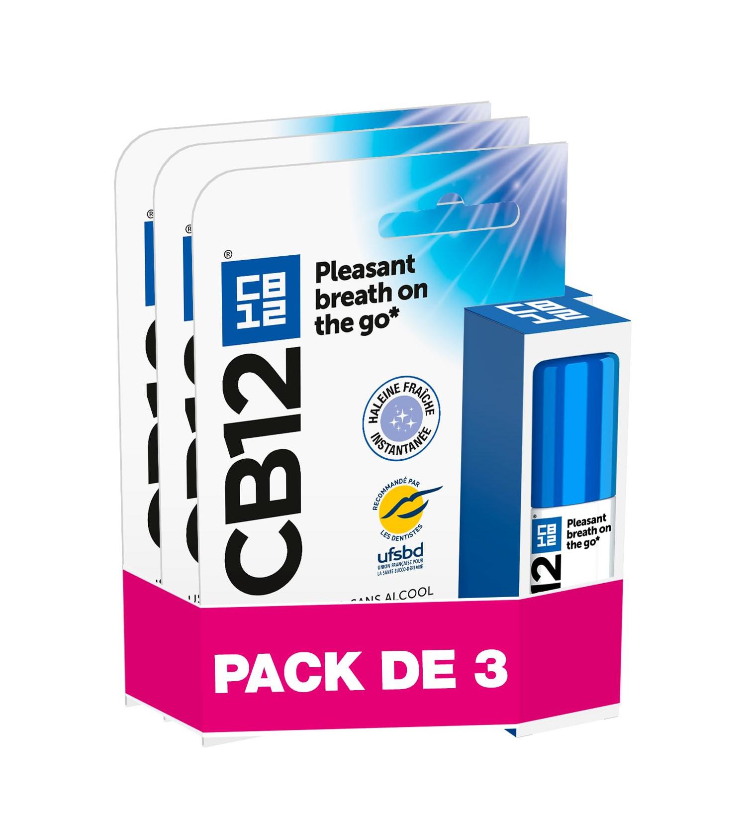 CB12 - Spray haleine fra che - Sans alcool - Combat la mauvaise haleine instantan ment - Ar me menthe - Utilisation quotidienne - Lot de 3x15 ml