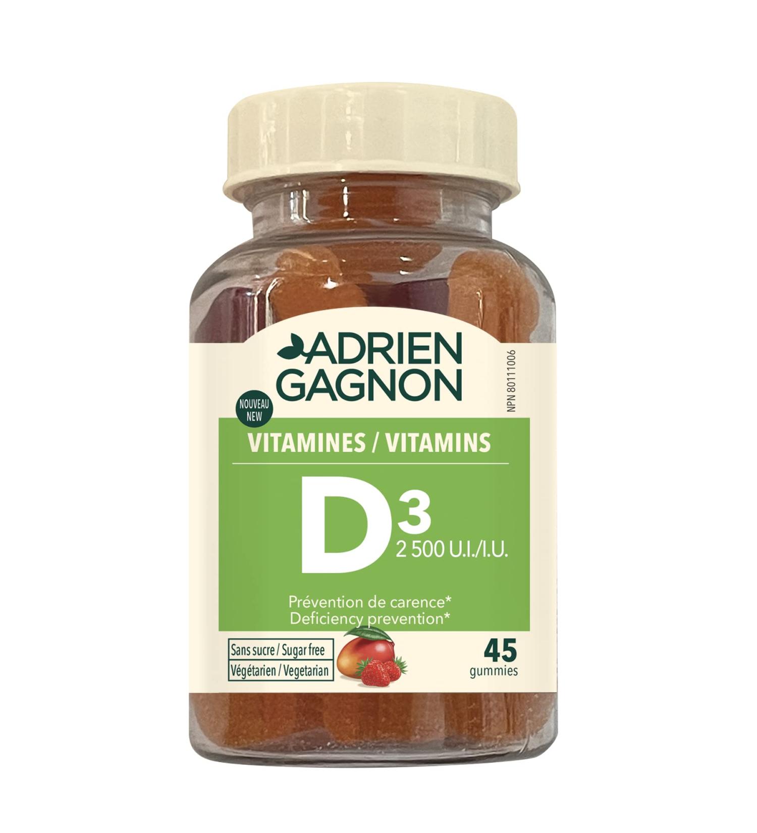 Adrien Gagnon - Vitamin D3 Sugar-Free 2500iu Gummies - Orange Flavor 60 Count - Buy Online on GoSupps.com