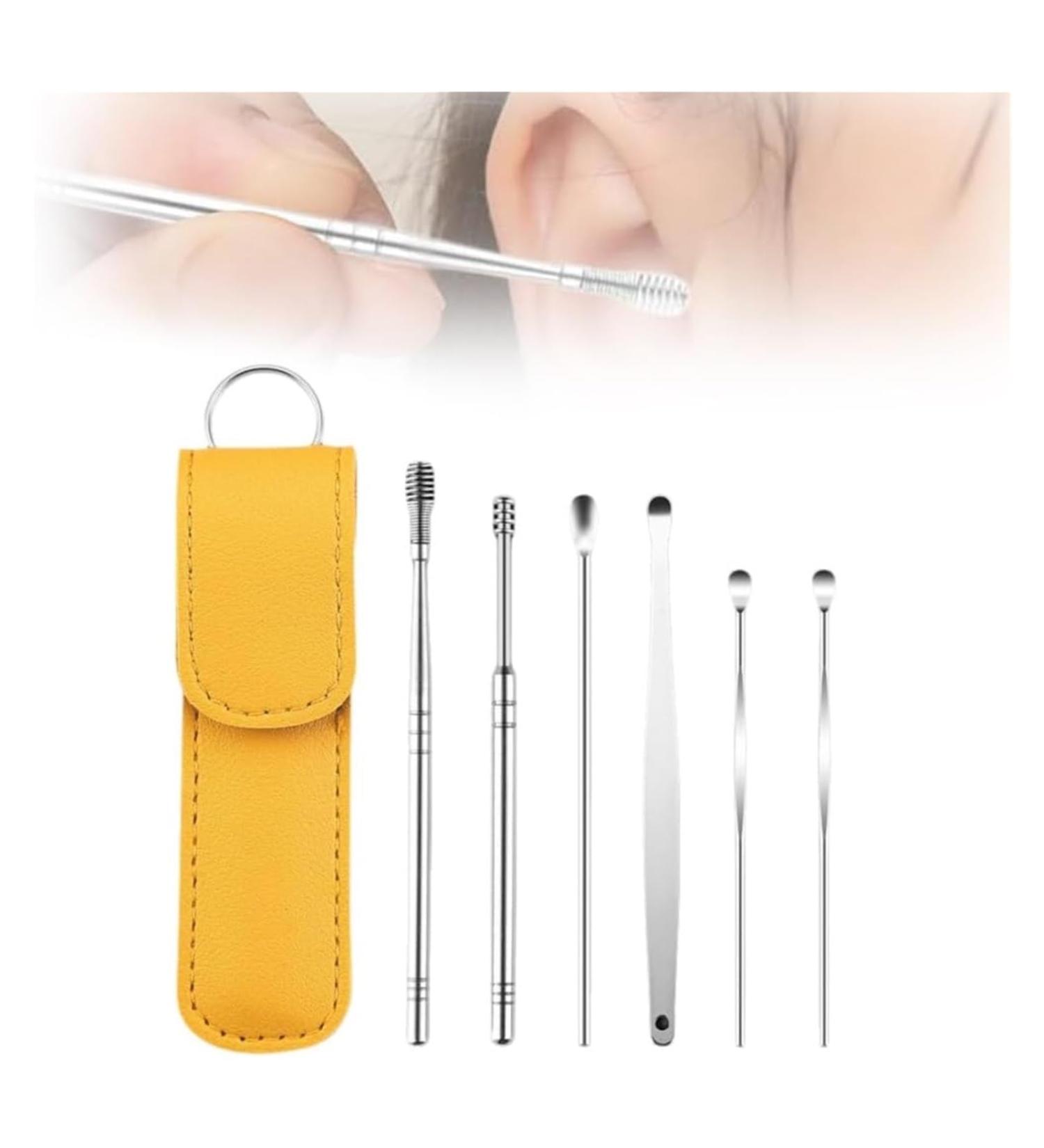 Ear Cleaner Ear Cleaning Tool Set Ear Cleaning Kit Portable Spiral Earwax Cleaner Tool Set (Purple)(Yellow) - Buy Online on GoSupps.com