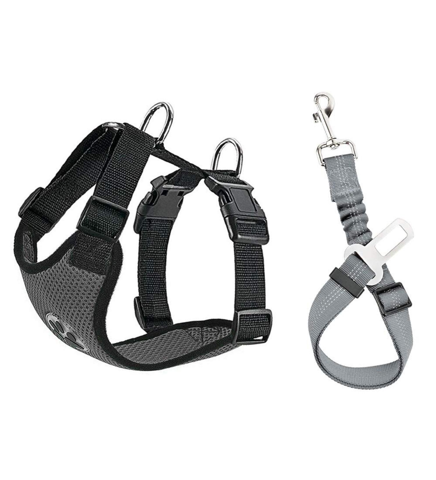 Buy Slowton Dog Harness with Seat Belt - Breathable Latex Puppy Safety Harness for Car & Everyday Sports (Dark Gray Large) - Buy Online on GoSupps.com