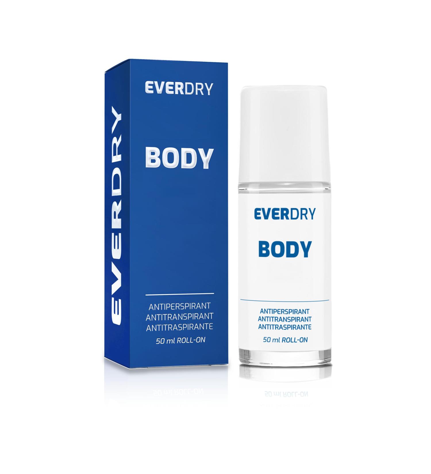 EVERDRY Antitranspirant Body Roll-On contre la transpiration excessive des aisselles et du corps - 50 ml antiperspirant sans alcool colorants ni parfums - Buy Online on GoSupps.com