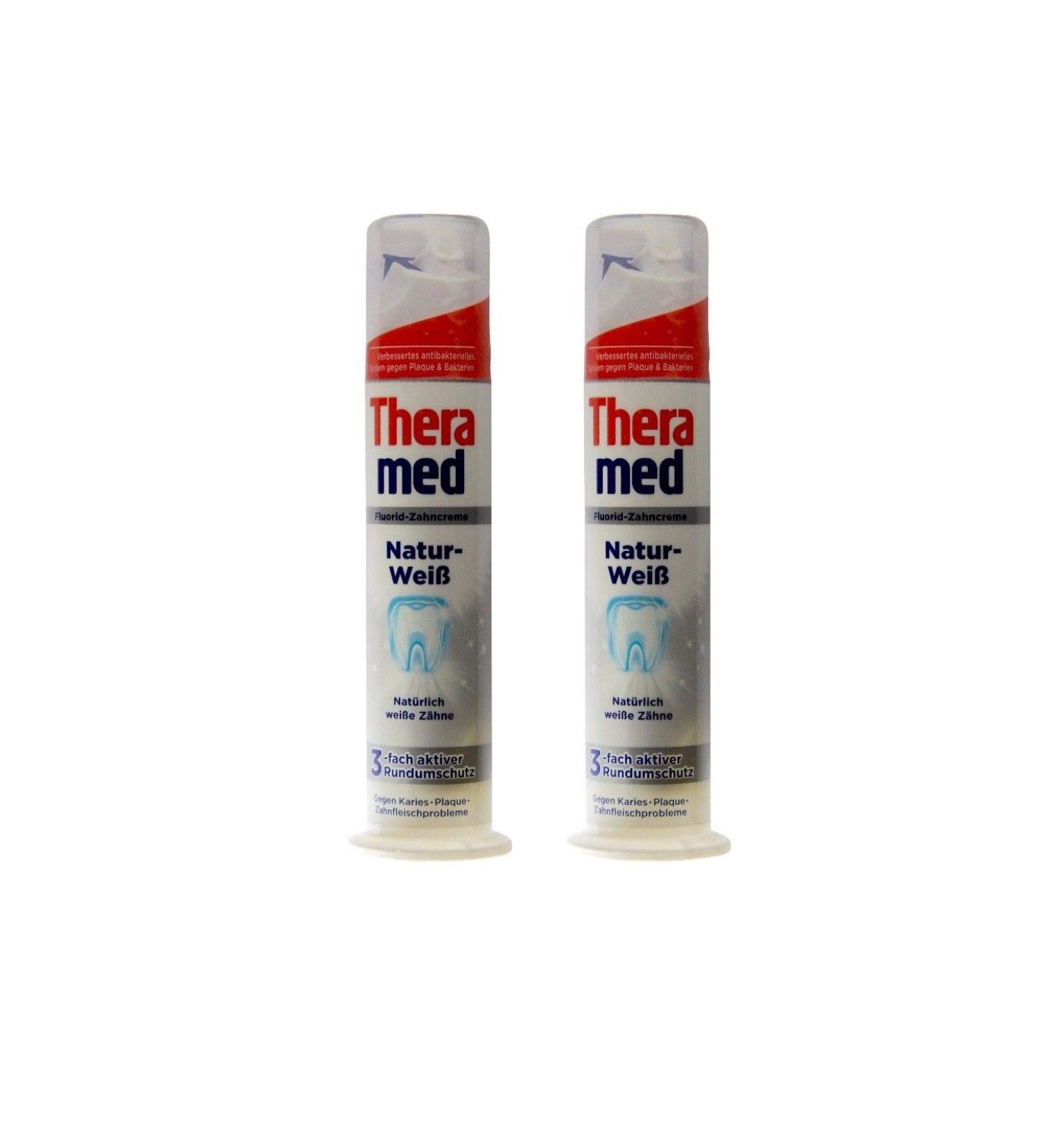 2x Theramed Natural White Fluoride Toothpaste Daily Toothpaste 100ml toothpaste