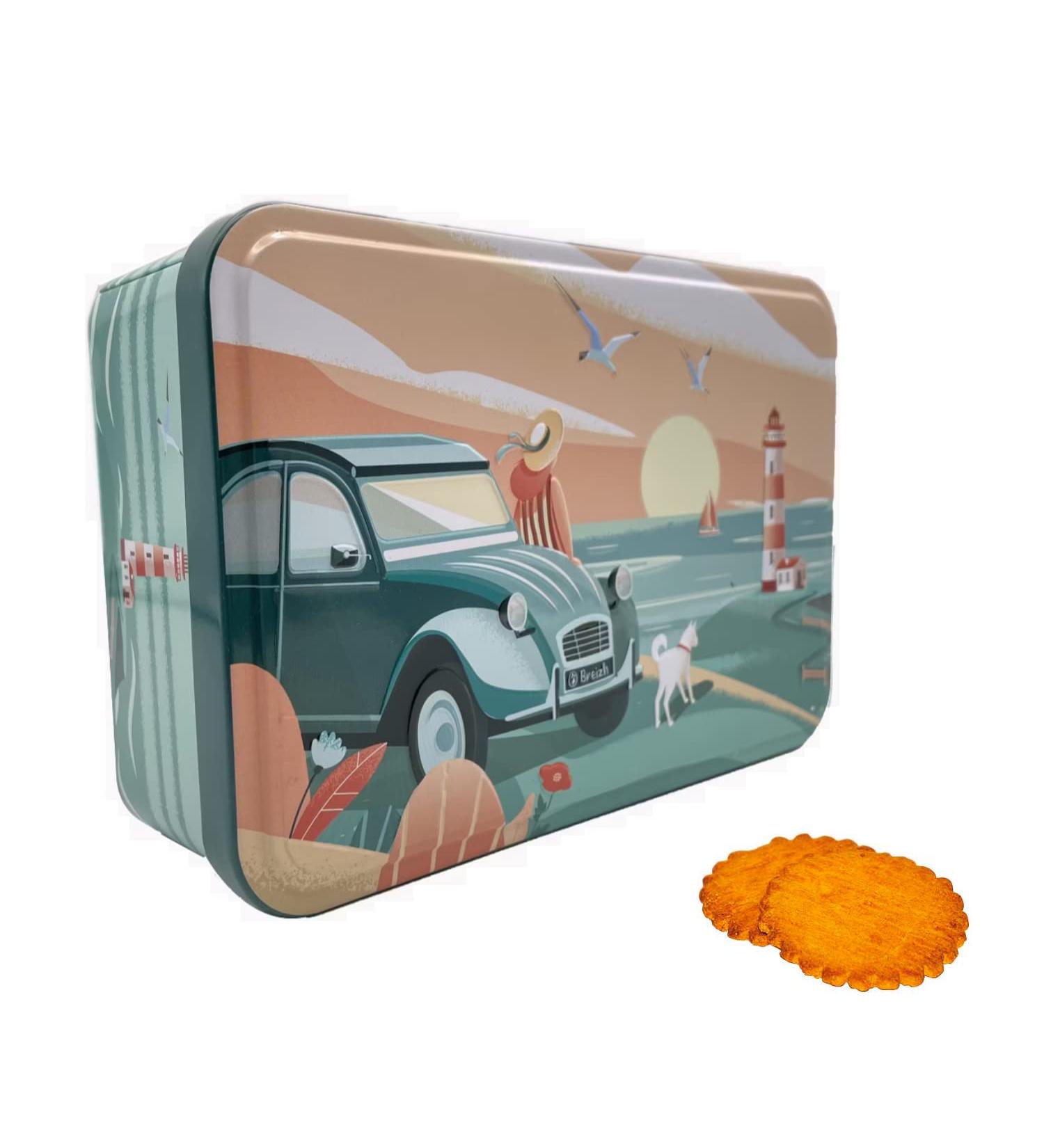 ANTICO CAFFE' NOVECENTO Atelier D | Assorted Butter Biscuit Tin | Butter and Salt Shortbread | Pure Butter Cookies and Palets - 350g | Metal and Tin Car Designs Ocean Lighthouse