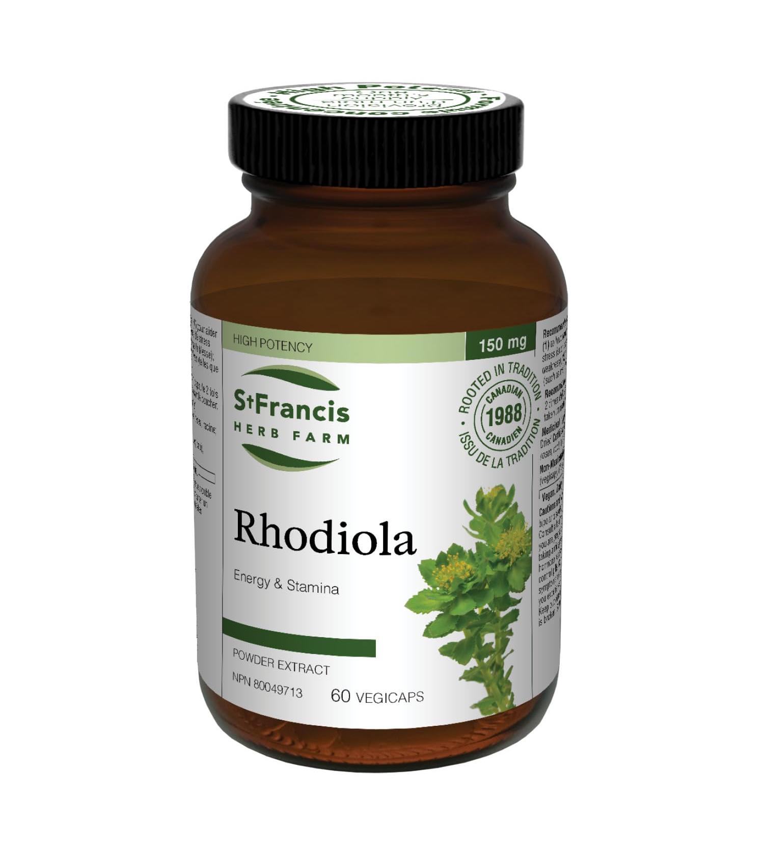 St. Francis Herb Farm | Rhodiola 5:1 Extract Capsules | Supports Cognitive Function | Supports Mental Focus & Stamina | Helps to Relieve Symptoms of Fatigue | Mental Stress Relief | 60 Vegicaps - Buy Online on GoSupps.com