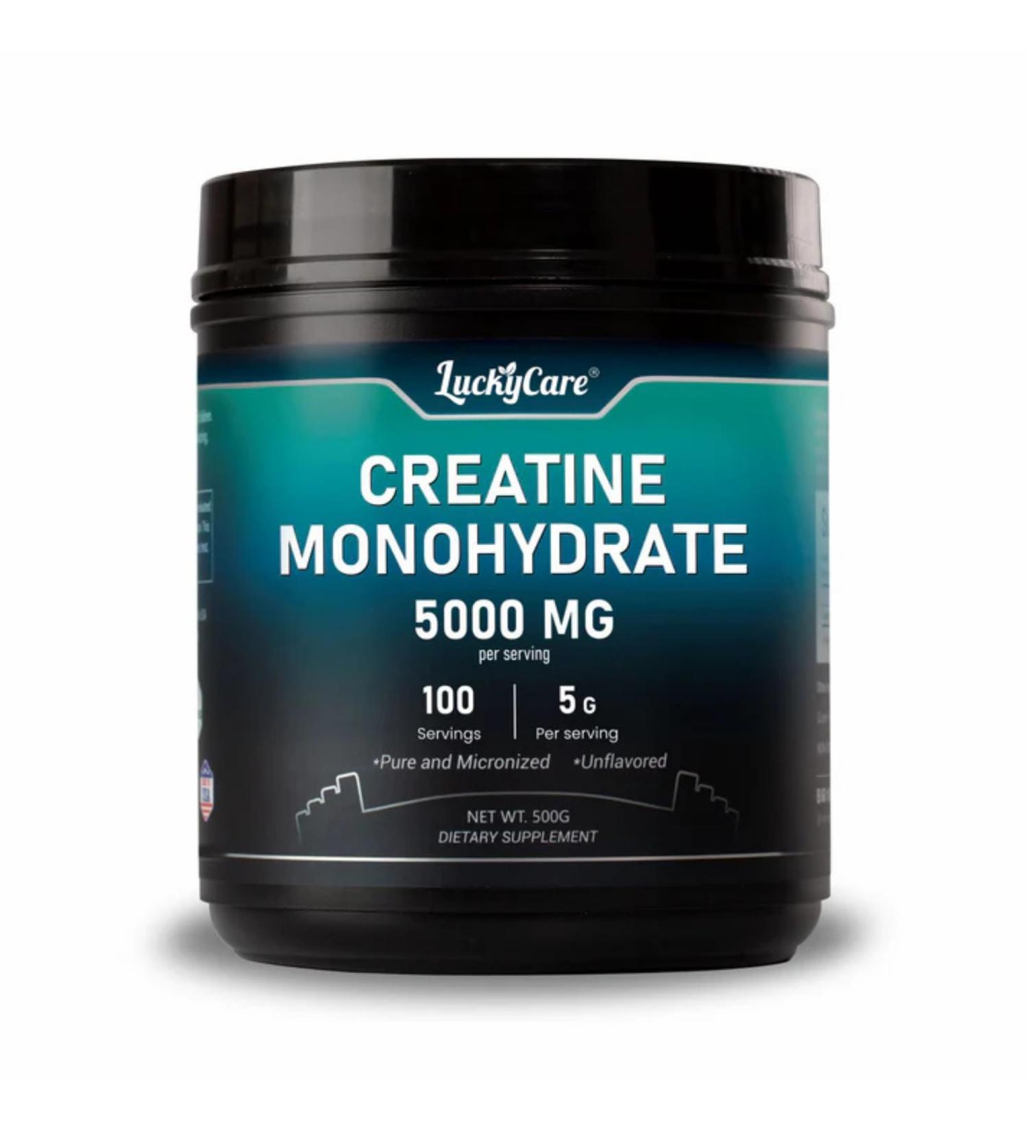 Luckycare Creatine Monohydrate Powder 500g | Pure Creatine for Muscle, Energy, Recovery & Strength | Vegan, Gluten Free, Easy to Digest | 100 Servings for Men & Women - Buy Online on GoSupps.com