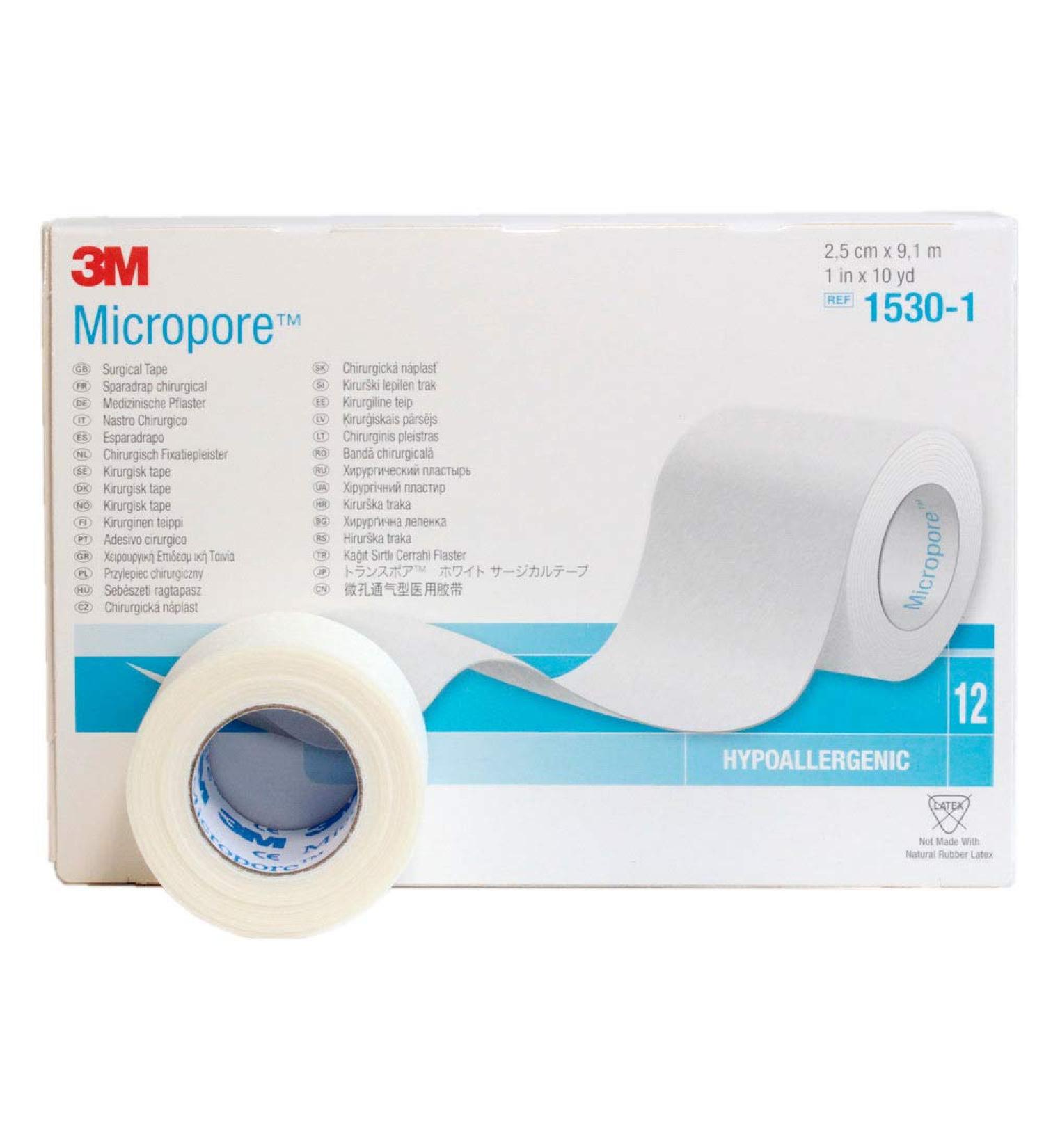 3M Micropore 1530-1.12 Rolls - Hypoallergenic Paper Tape, 1 Inch x 10 Yards - Buy Online on GoSupps.com