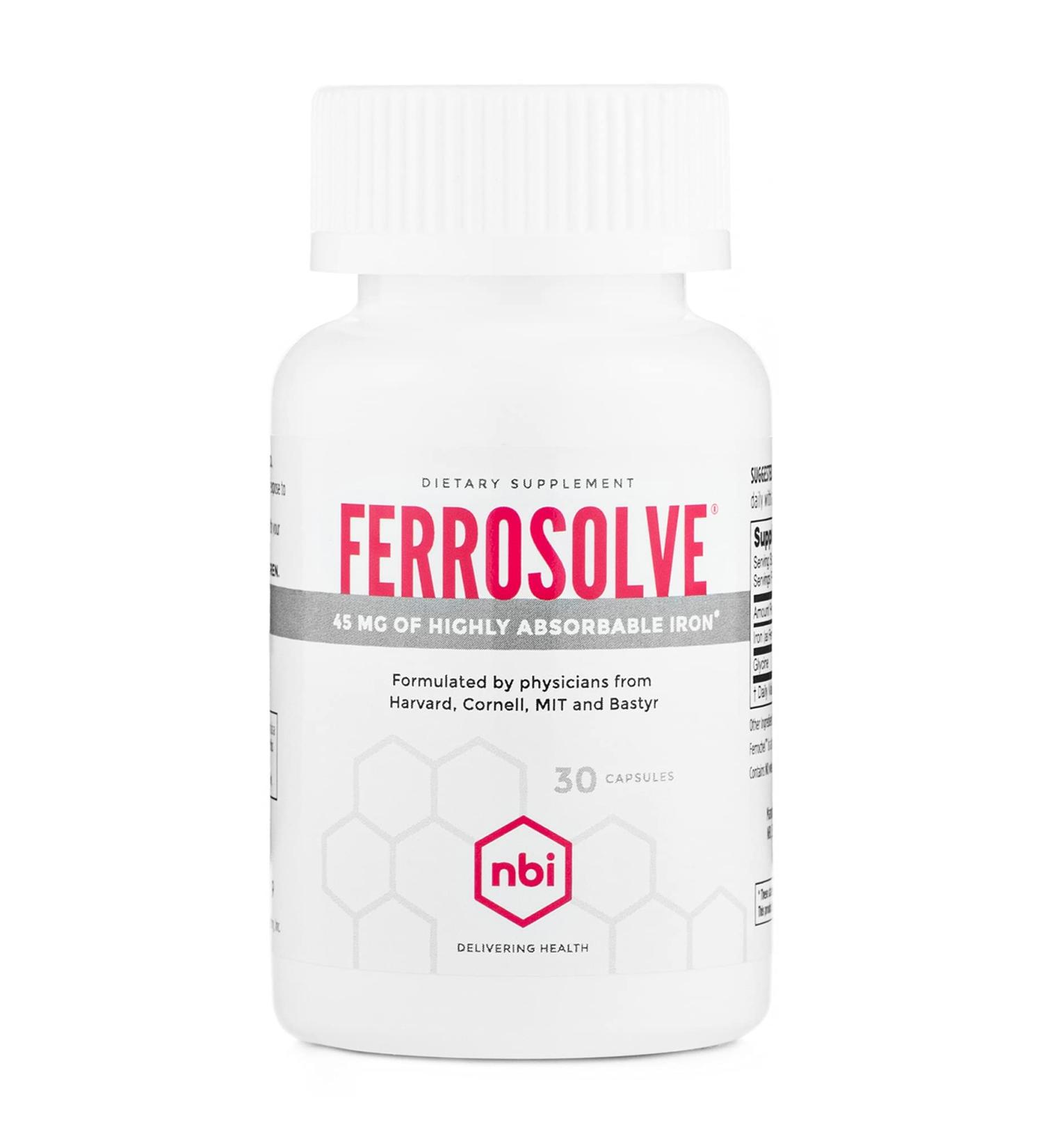 NBI FerroSolve 45mg High Potency Iron Supplement | 30ct Veggie Capsules | GI Safe - Buy Online on GoSupps.com
