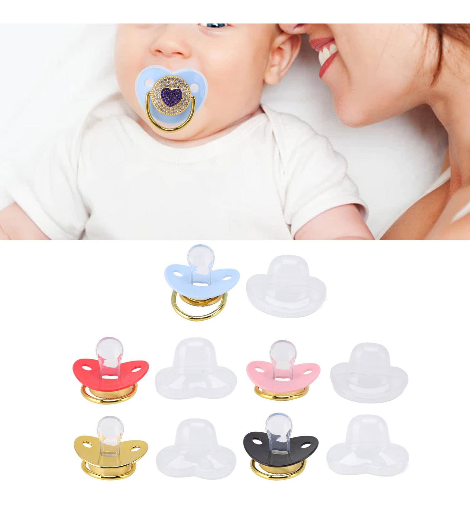 Hyuduo Heart Shape Baby Pacifier - Rhinestone Soft Nipple for Boys & Girls (Blue) | Newborn Essential - Buy Online on GoSupps.com