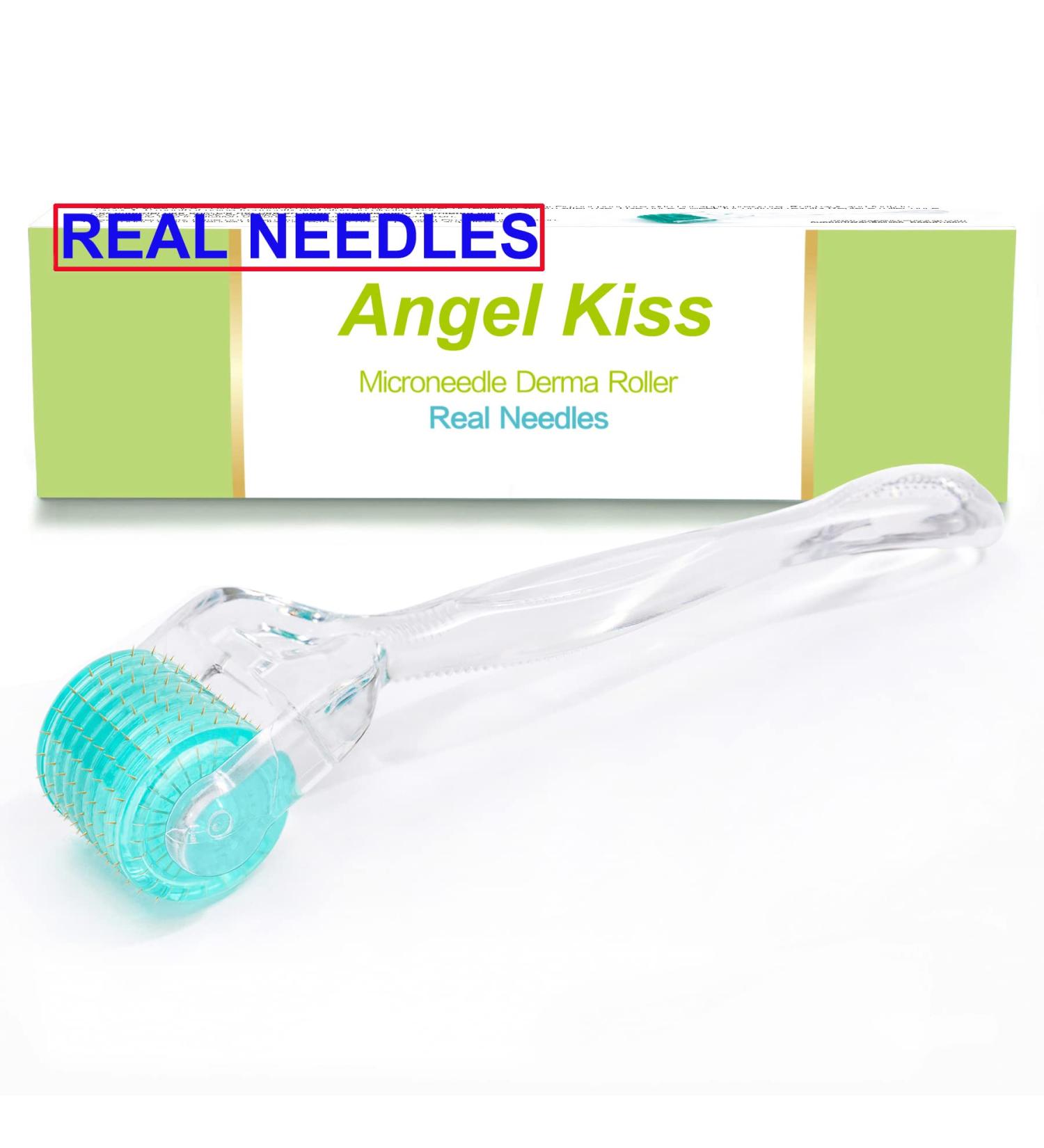 Angel Kiss Derma Roller 0.5mm REAL NEEDLES - 192 Individual Titanium Needls - Microneedling Roller for Face Body Beard Scalp and Skin Care - Derma Roller Hair Growth Women Men - Buy Online on GoSupps.com