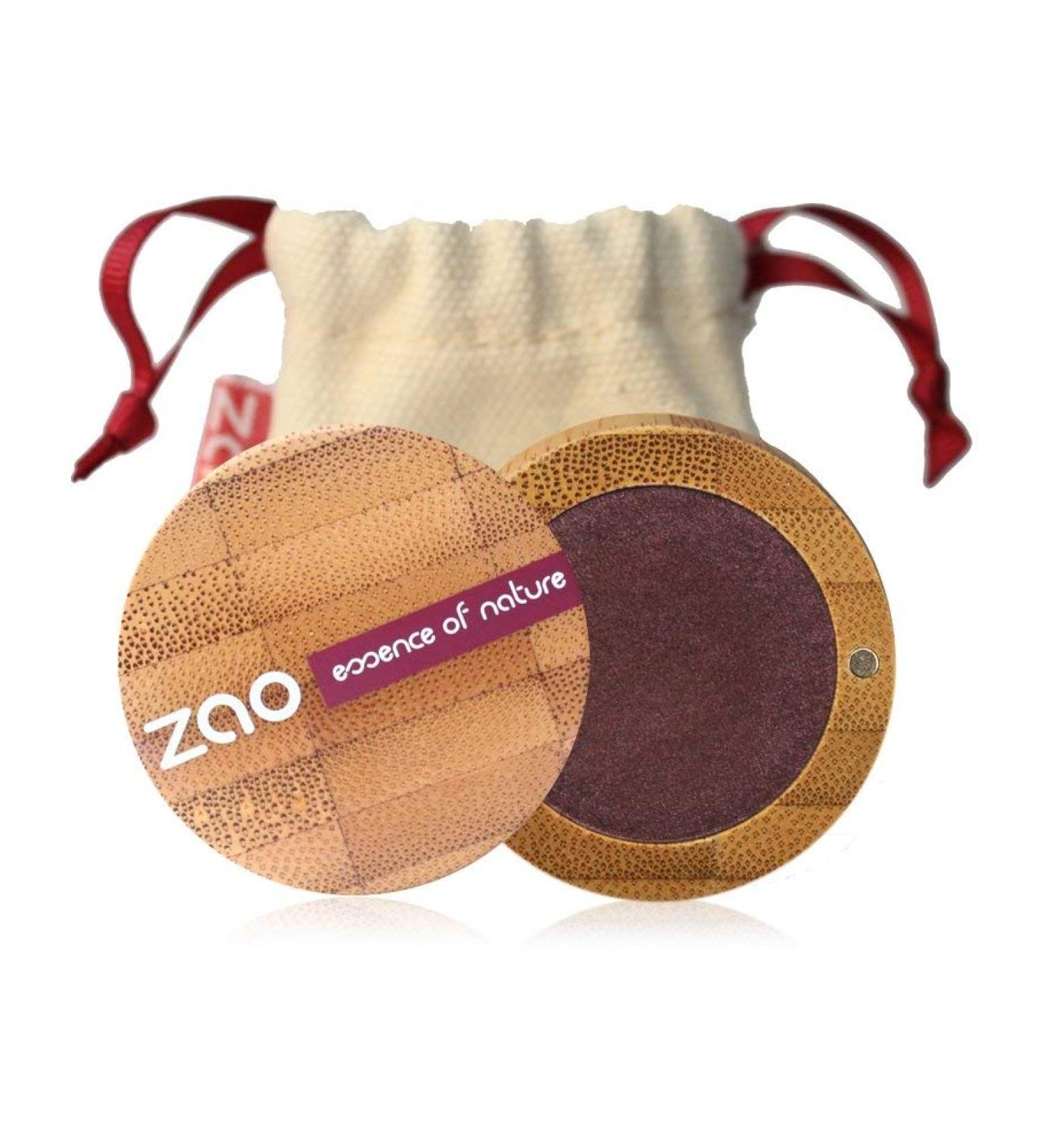ZAO Pearly Eyeshadow 118 plum shimmering eyeshadow in refillable bamboo jar