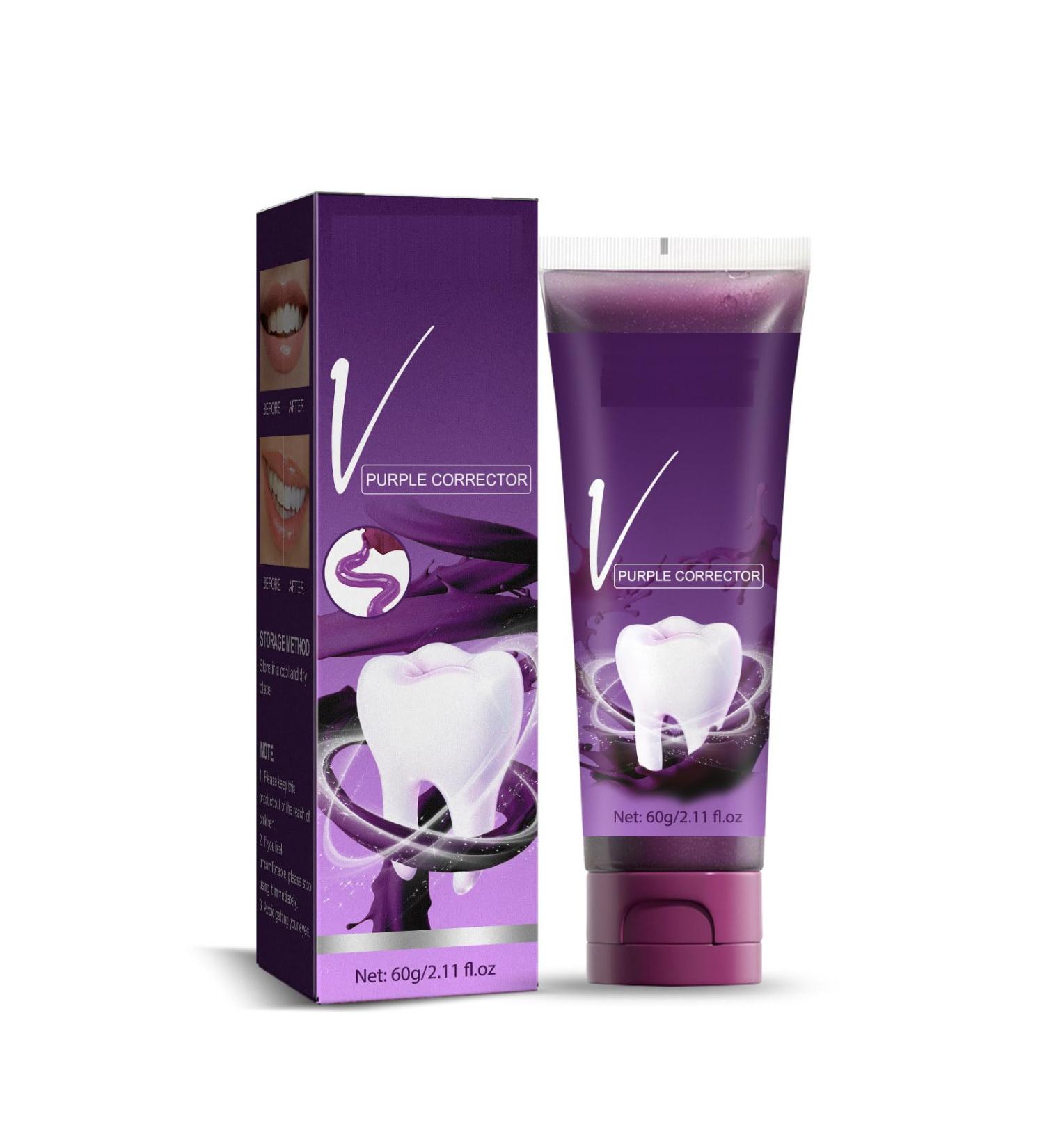 Purple Teeth Whitening Toothpaste - Effective Tooth Spot Removal & Color Correction Serum for Adults - 60g (1 Pack) | Brighten Your Smile - Buy Online on GoSupps.com