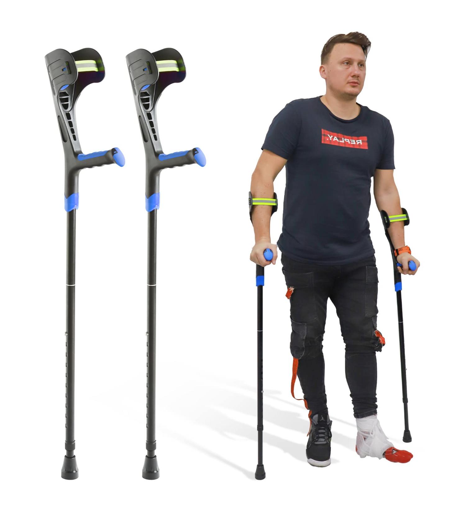 BigAlex Forearm Crutches for Adults - Lightweight Adjustable Arm Crutch with Soft Handle and Non-Slip Base - Blue (1 Pair) - Buy Online on GoSupps.com