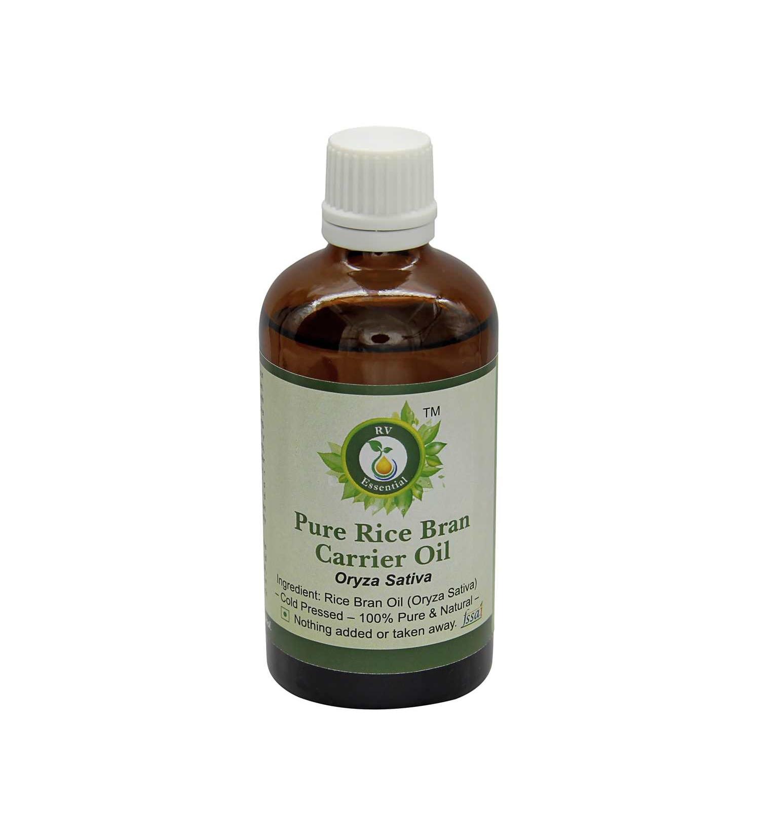 R V Essential Pure Rice Bran Carrier Oil 30ml (1.01oz)- Oryza Sativa (100% Pure and Natural Cold Pressed) - Buy Online on GoSupps.com