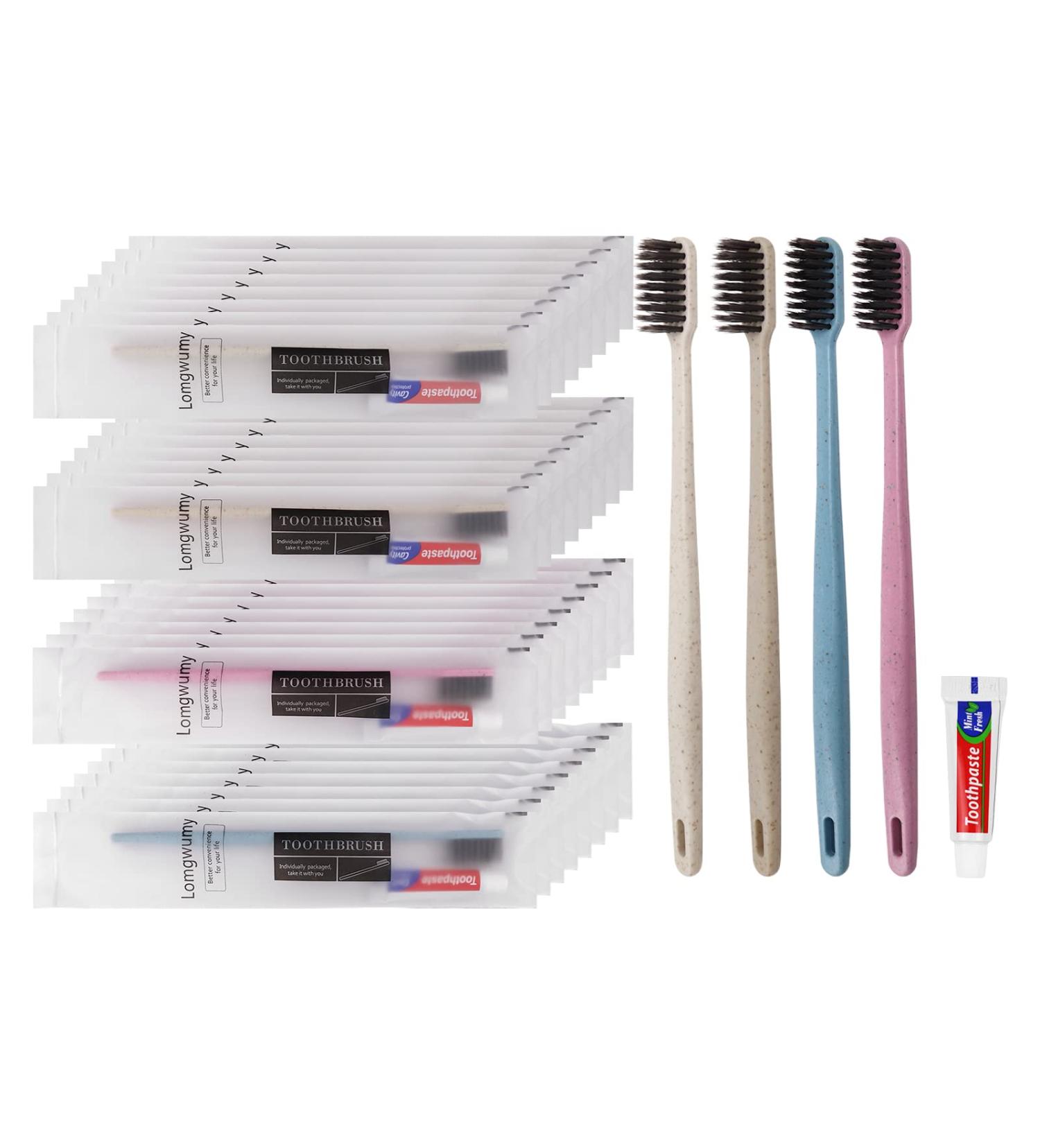 Disposable Toothbrush Set for Hotels & Travel - Individually Packaged 4 Colors | Zahndrossel - Practical & Tender (Pack of 52) - Buy Online on GoSupps.com