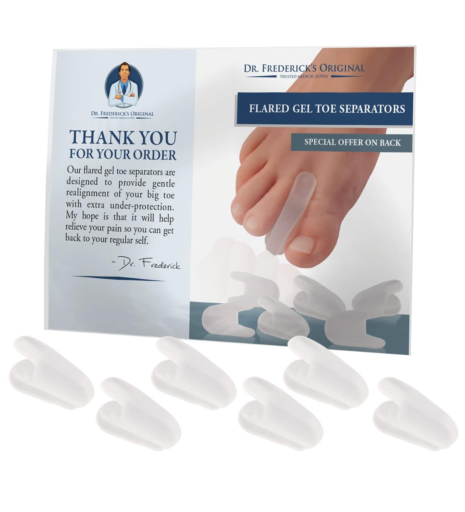 Dr. Frederick's Original Flared Gel Toe Separators - 6 Pcs - Bunion Toe Spacers - Overlapping Toe Corrector - Men/Women - One Size - Buy Online on GoSupps.com
