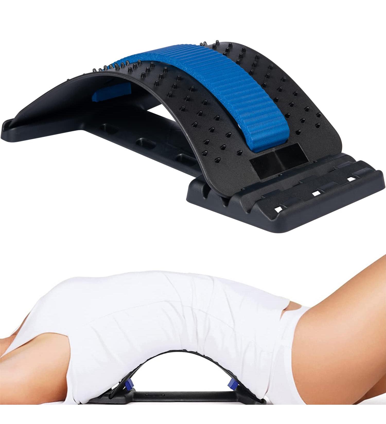 Blue Lumbar Support Back Massager Stretcher for Spine Pain Relief - Buy Online on GoSupps.com