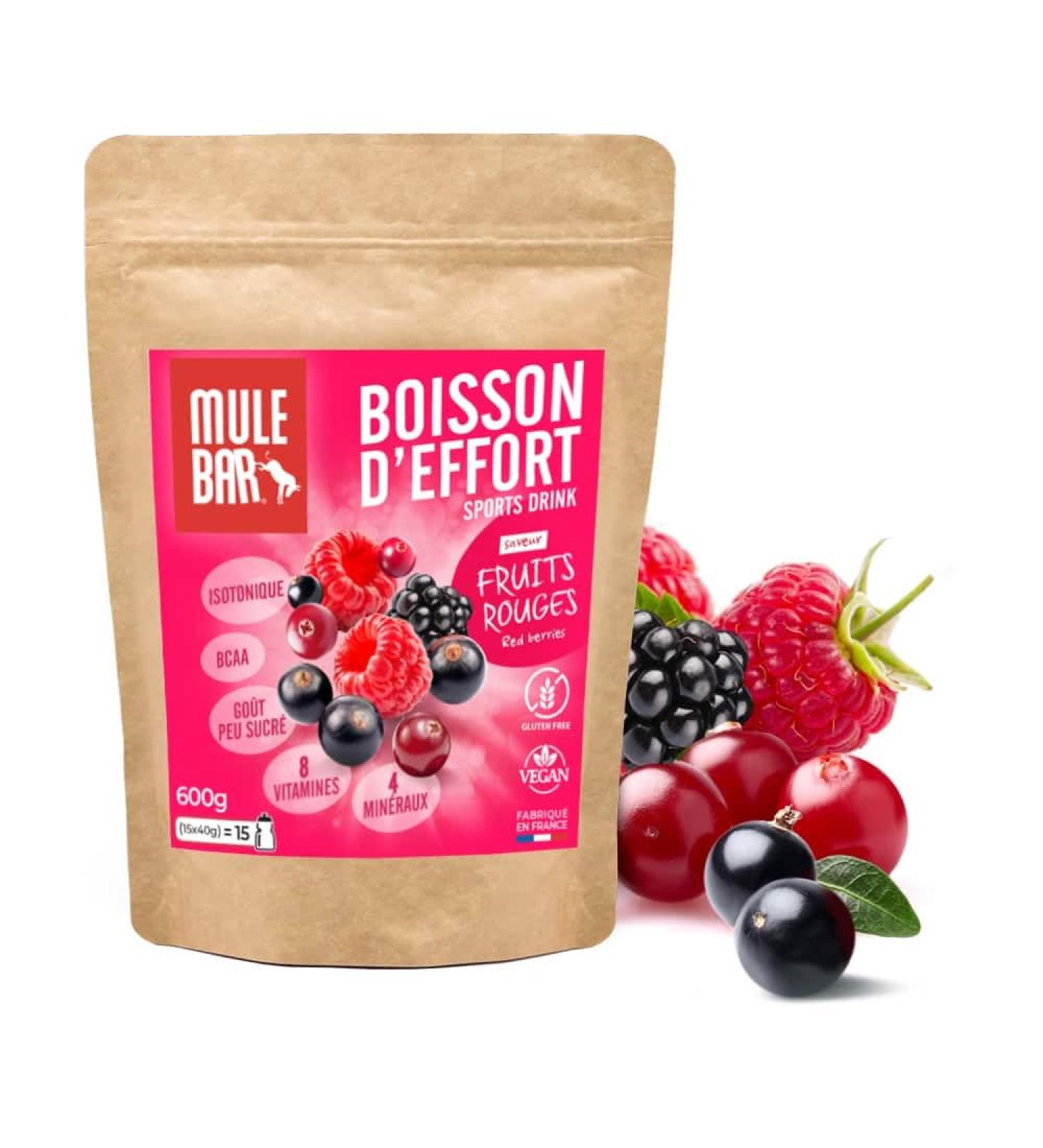 MULEBAR - Powdered Sports Drink - Red Fruits - Isotonic Drink - Antioxidant - 8 Vitamins - 4 Minerals - Easy To Digest - Made In France - 600gr - Buy Online on GoSupps.com